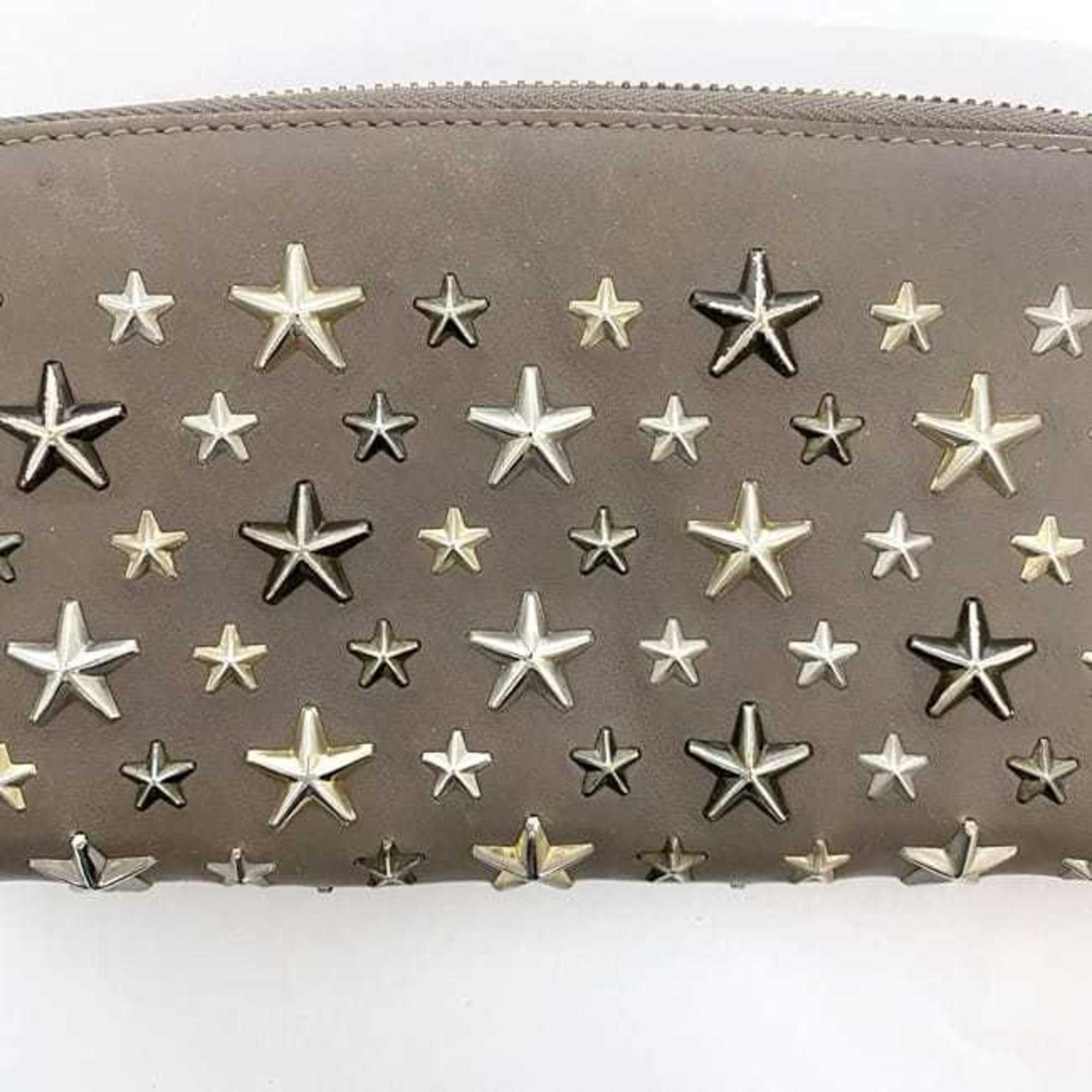Jimmy Choo Beige Leather Long Wallet (Bi-Fold) (Pre-Owned)