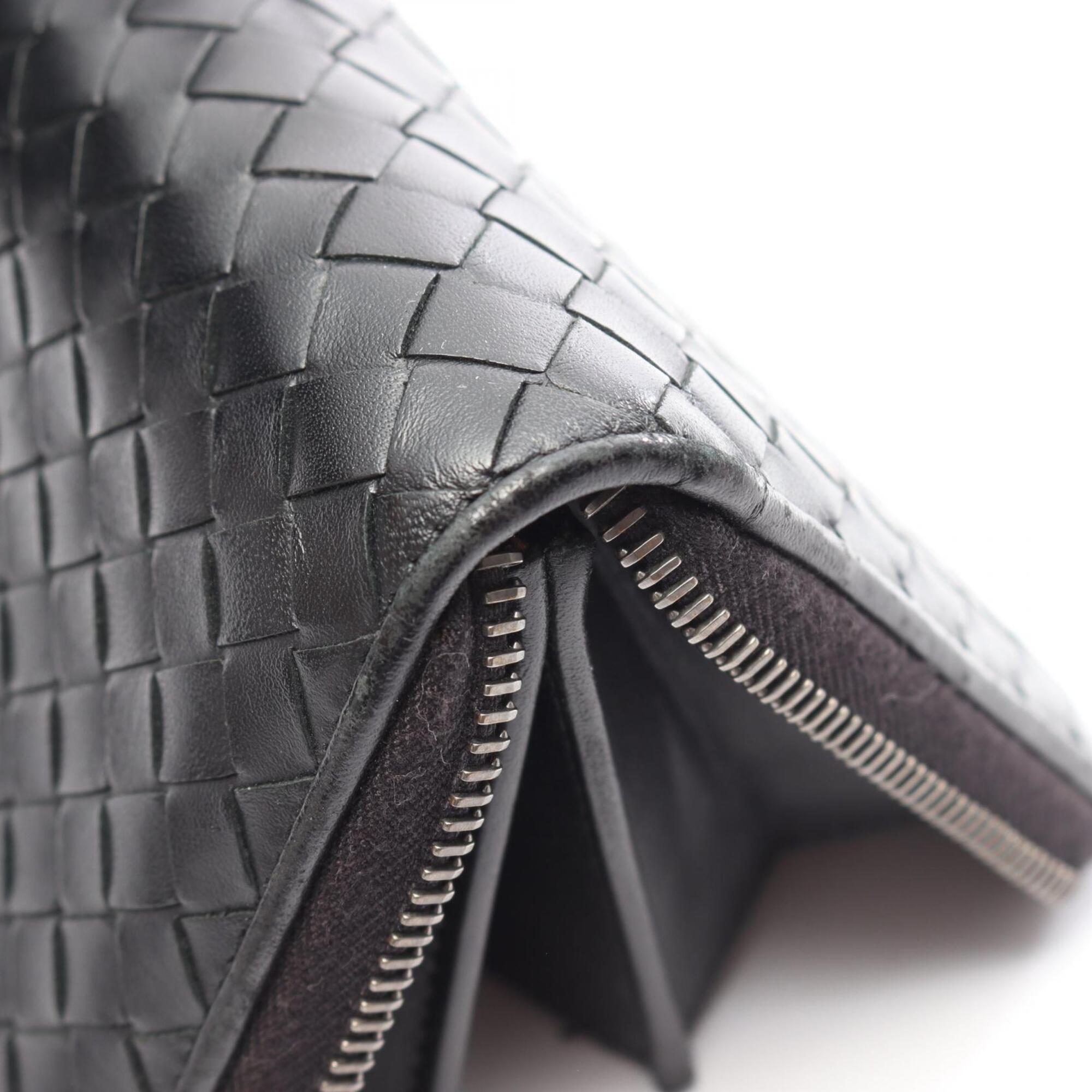 Bottega Veneta Black Leather Long Wallet (Bi-Fold) (Pre-Owned)