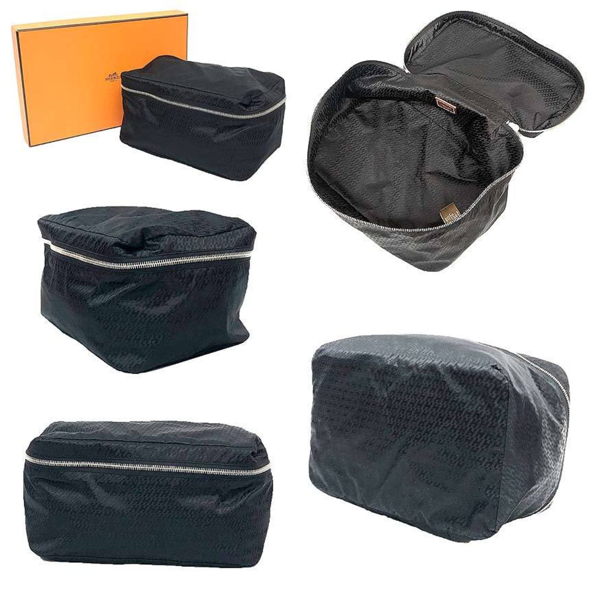 Hermes Black Silk 100% Barenia Leather Pouch (Pre-Owned)