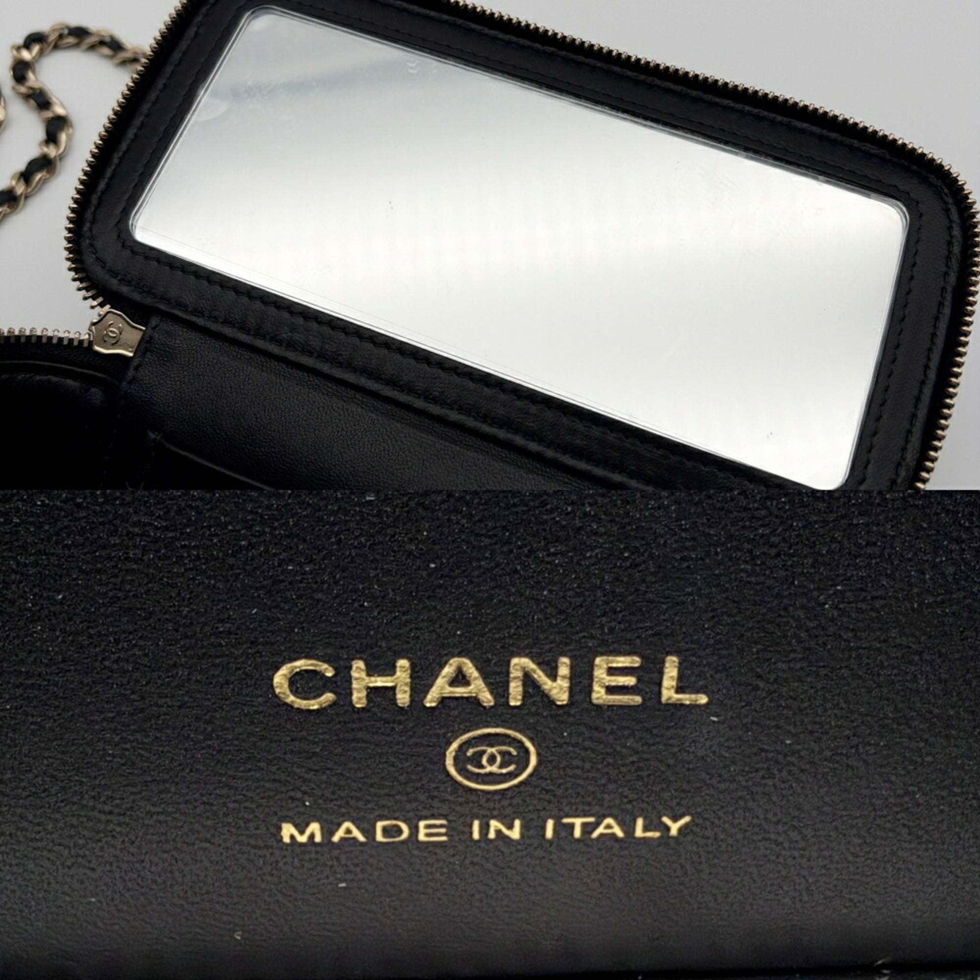 Chanel Black Leather Shoulder Bag Vanity Bag (Pre-Owned)