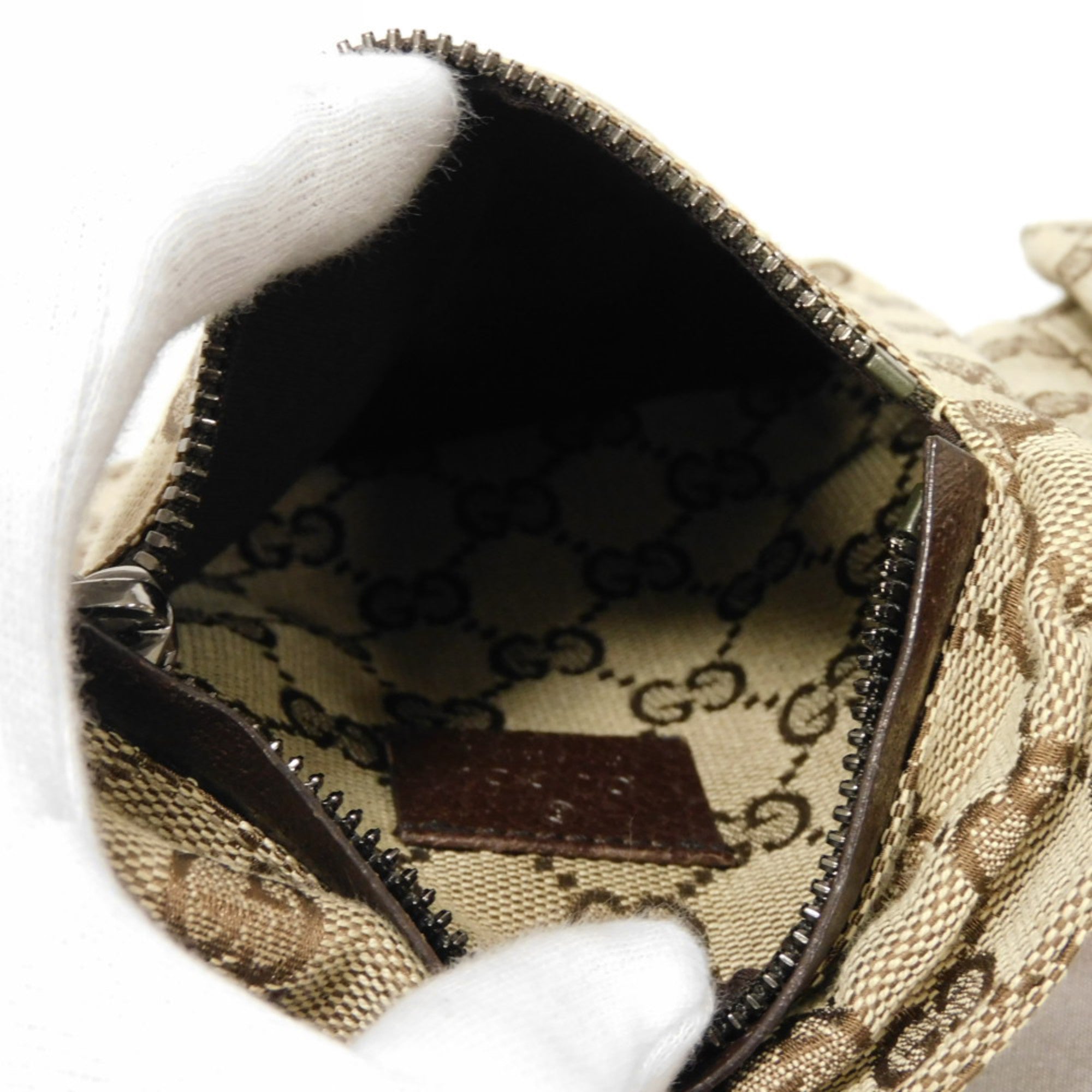 Gucci Beige Gg Canvas Leather Fanny Pack Shoulder Bag Sling Bag (Pre-Owned)