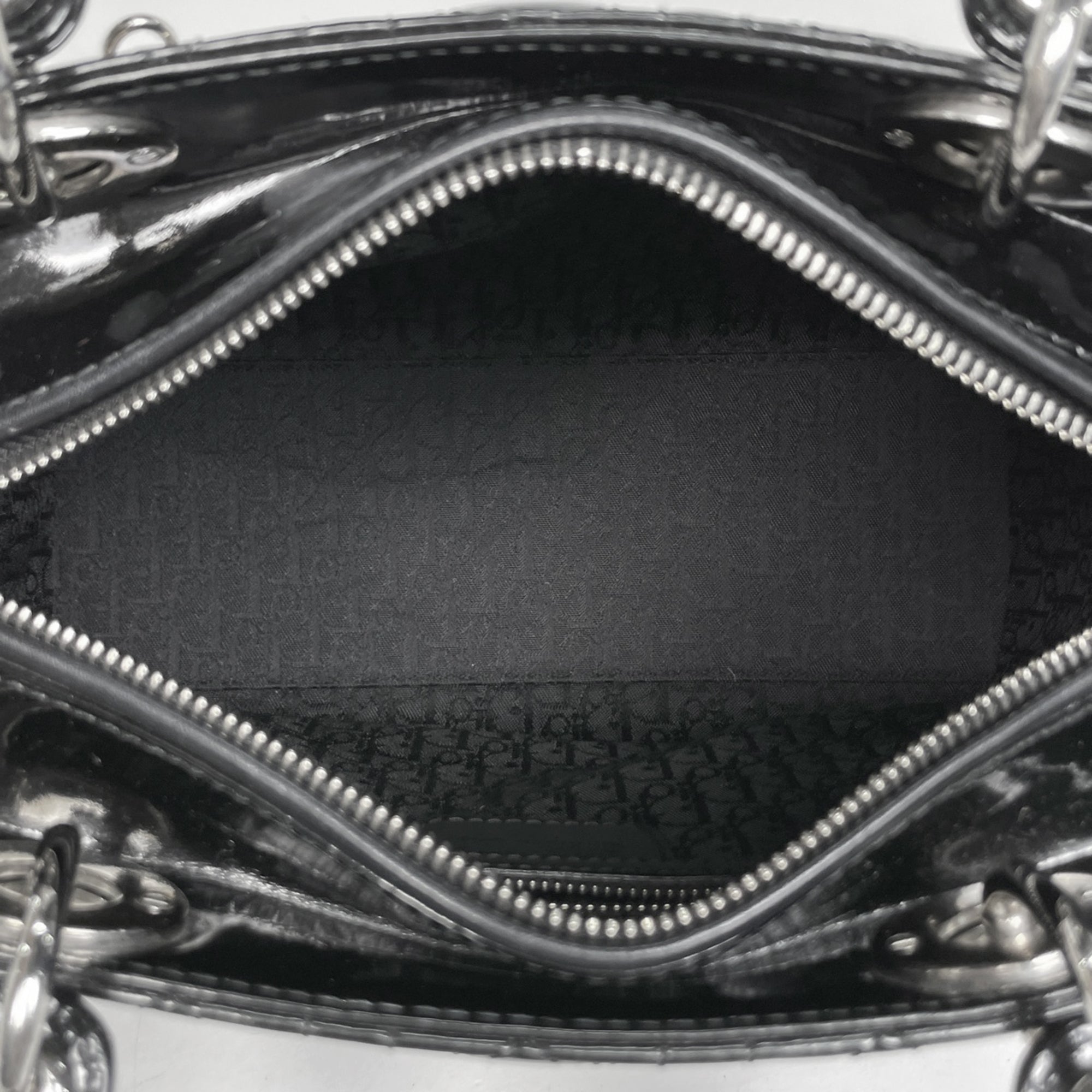 Christian Dior Lady Dior Black Patent Leather Handbag (Pre-Owned)