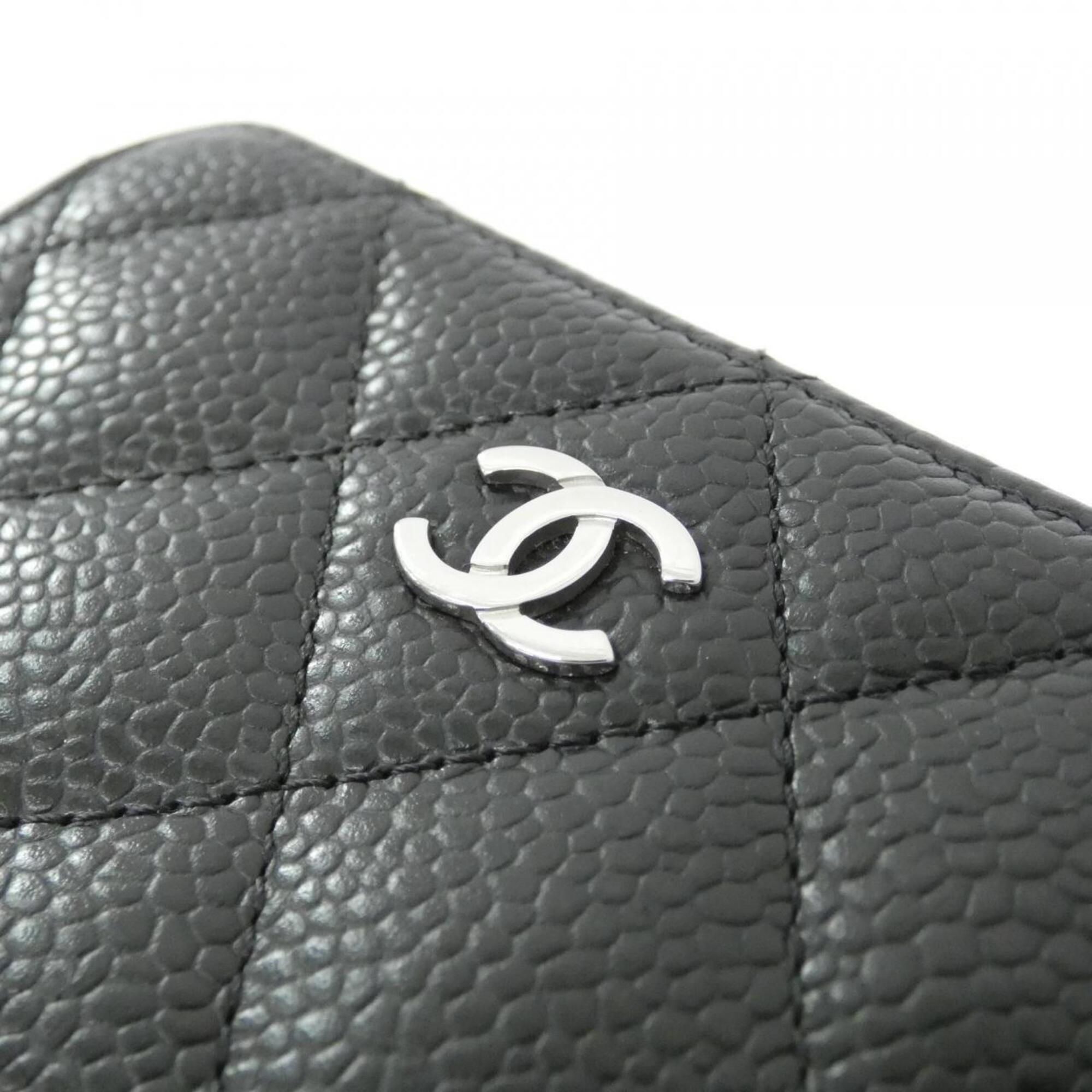 Chanel Black Grained Calfskin Coin Purse/Coin Case (Pre-Owned)