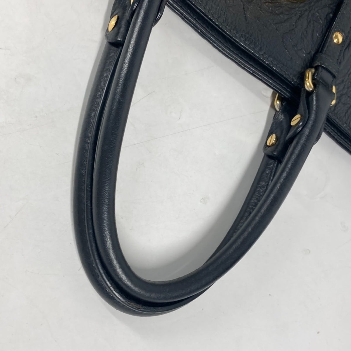 Versace Black Leather Handbag Shoulder Bag Tote Bag (Pre-Owned)