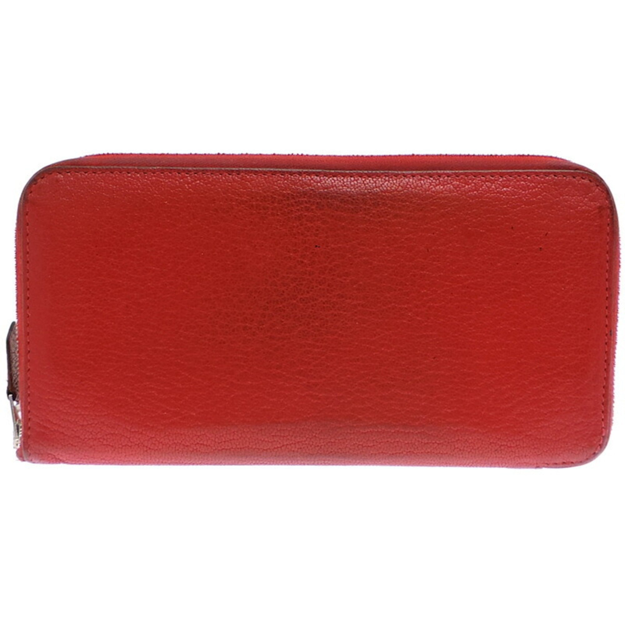 Hermes Red Color Chevre Leather Long Wallet (Bi-Fold) (Pre-Owned)