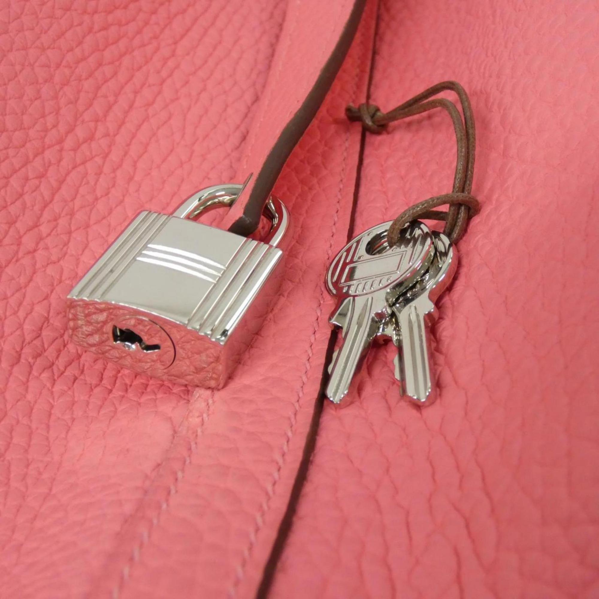 Hermes Rose Azalee Taurillon Clemence Leather Handbag (Pre-Owned)