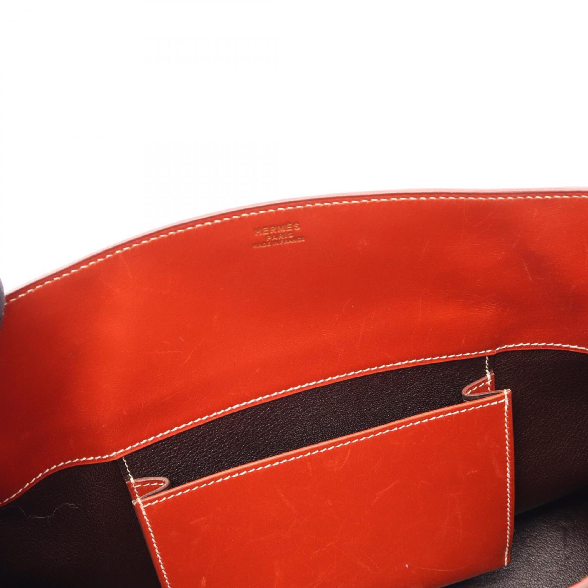 Hermes Brown Box Calf Leather Handbag Tote Bag (Pre-Owned)