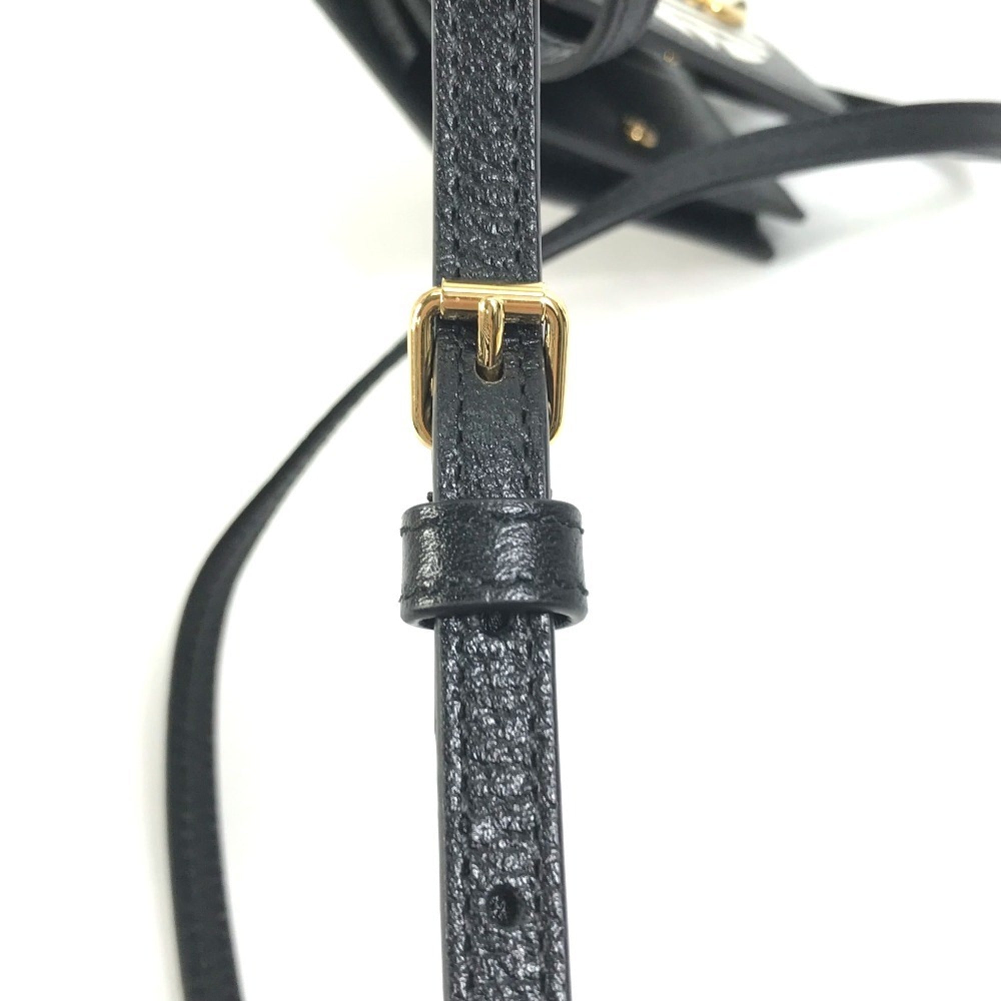 Gucci Black White Leather Chain/Shoulder Wallet (Pre-Owned)