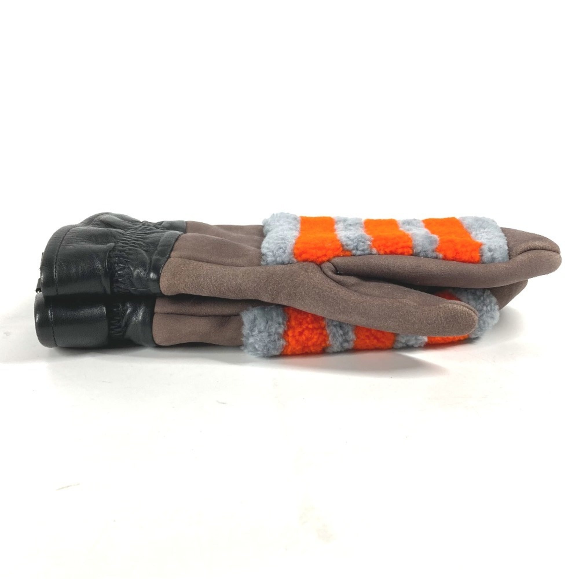 Fendi Gray Orange Angora Warm Gloves (Pre-Owned)