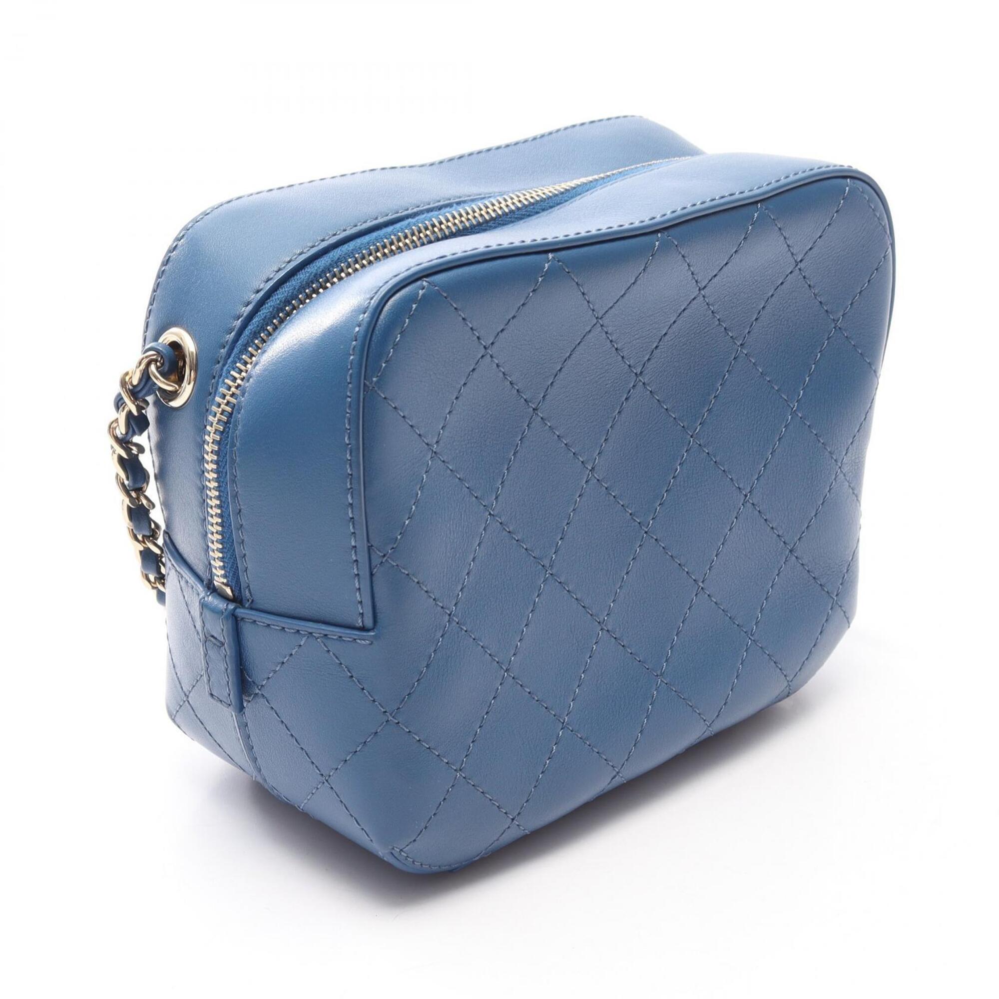 Chanel Blue Leather Handbag Shoulder Bag (Pre-Owned)