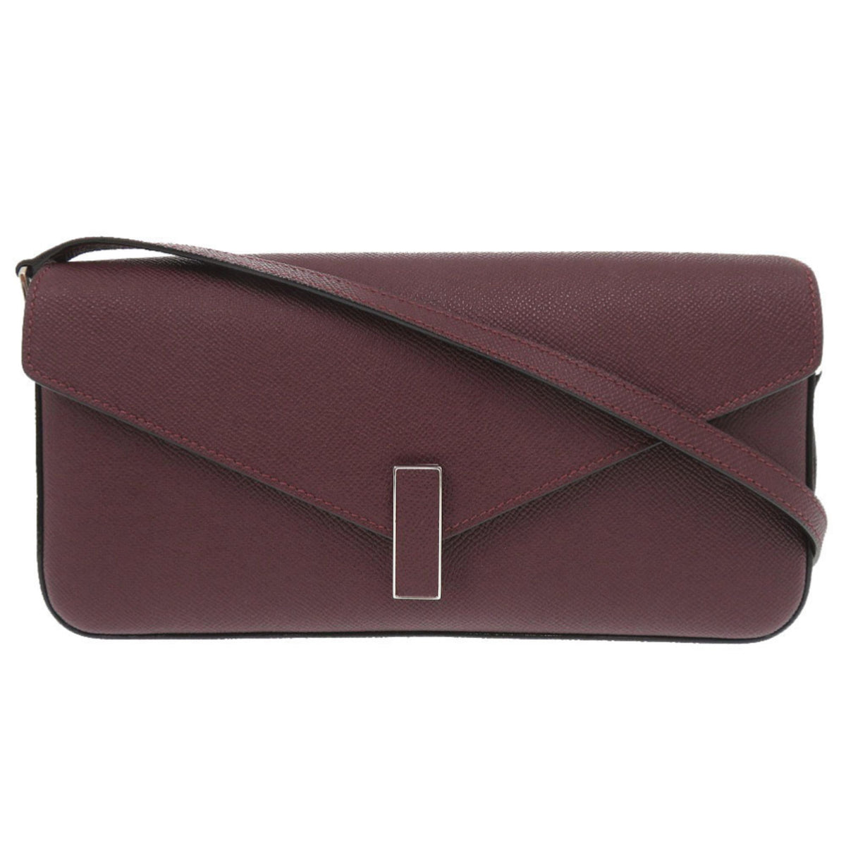 Valextra Bordeaux Red Color Leather Shoulder Bag (Pre-Owned)