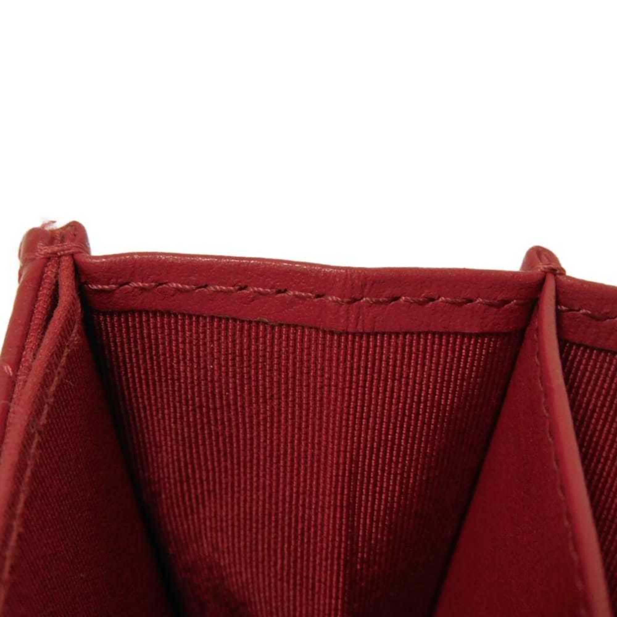 Chanel Red Color Leather Wallet (Bi-Fold) (Pre-Owned)