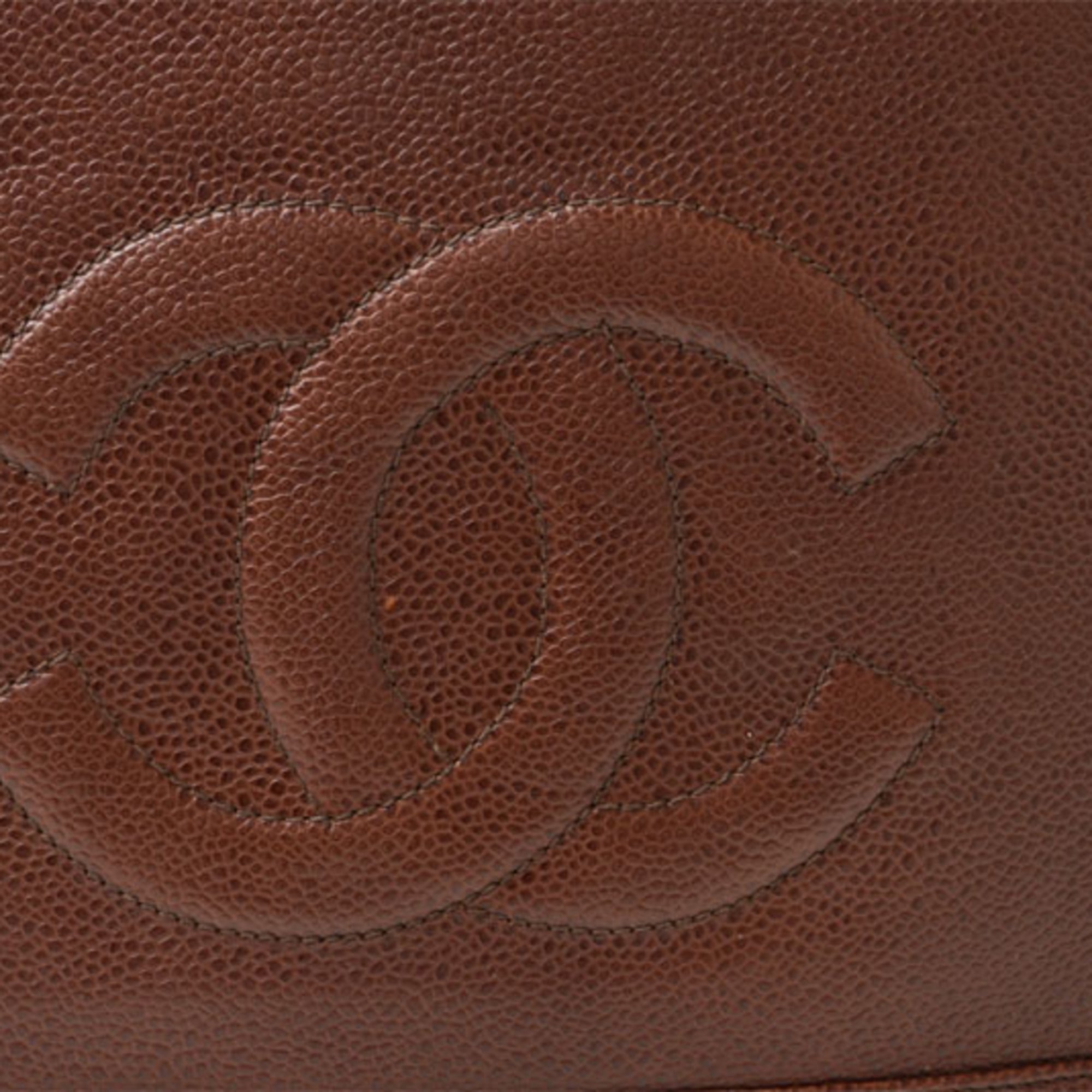 Chanel Brown Gold Leather Shoulder Bag Tote Bag (Pre-Owned)