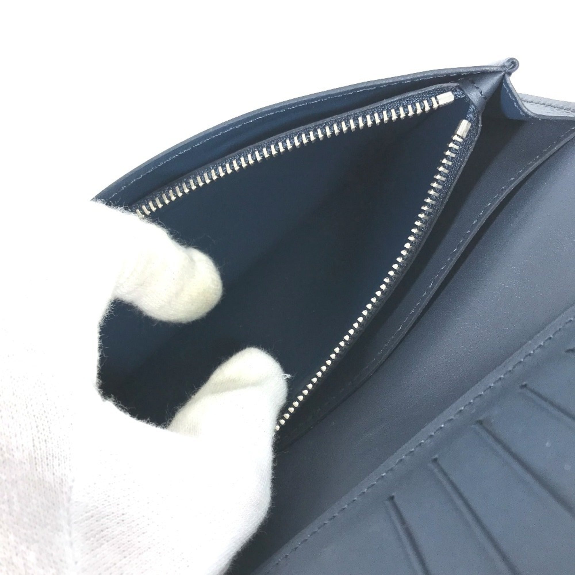 Louis Vuitton Ombre Navy Leather Long Wallet (Bi-Fold) (Pre-Owned)