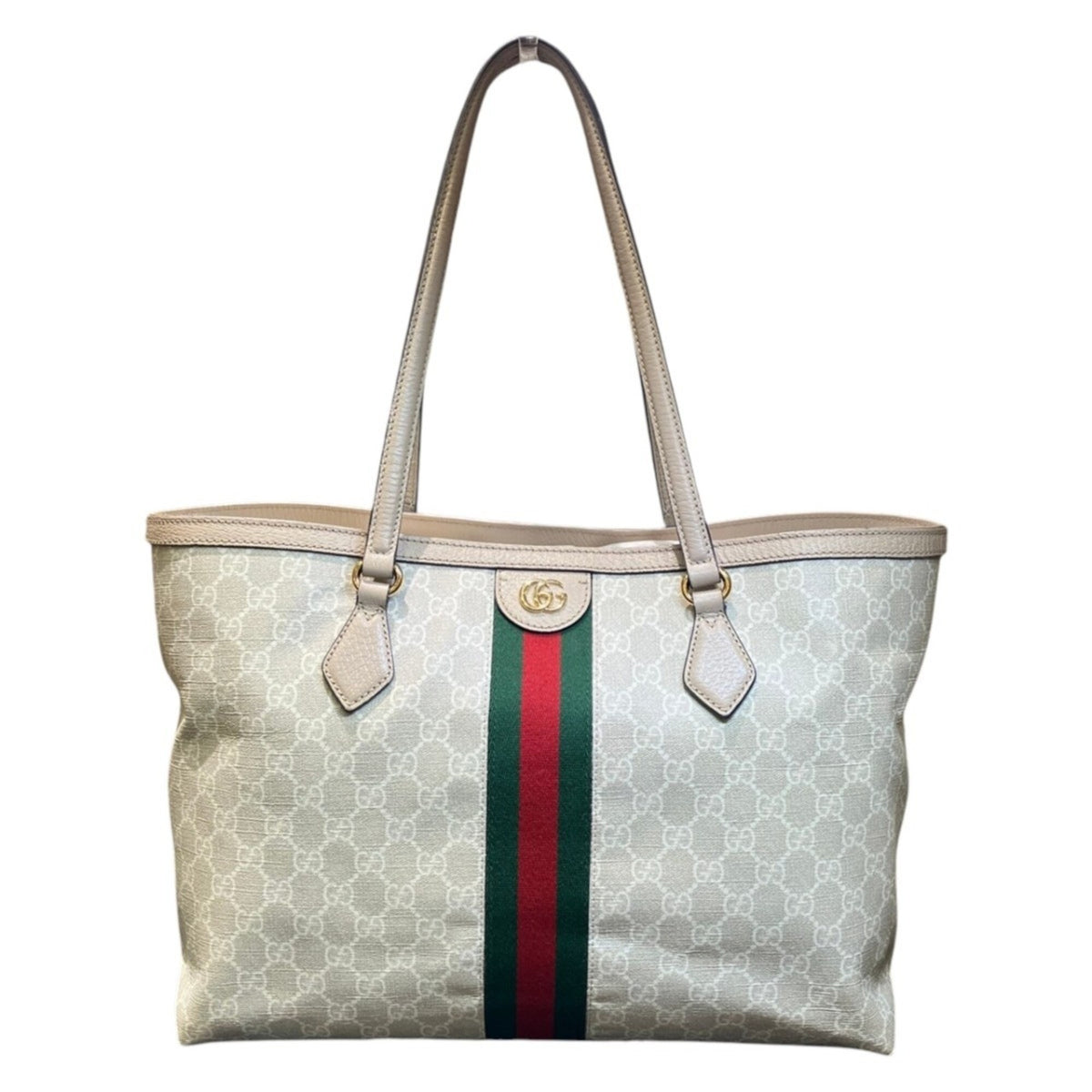 Gucci Ophidia Beige Gg Supreme Leather Tote Bag (Pre-Owned)