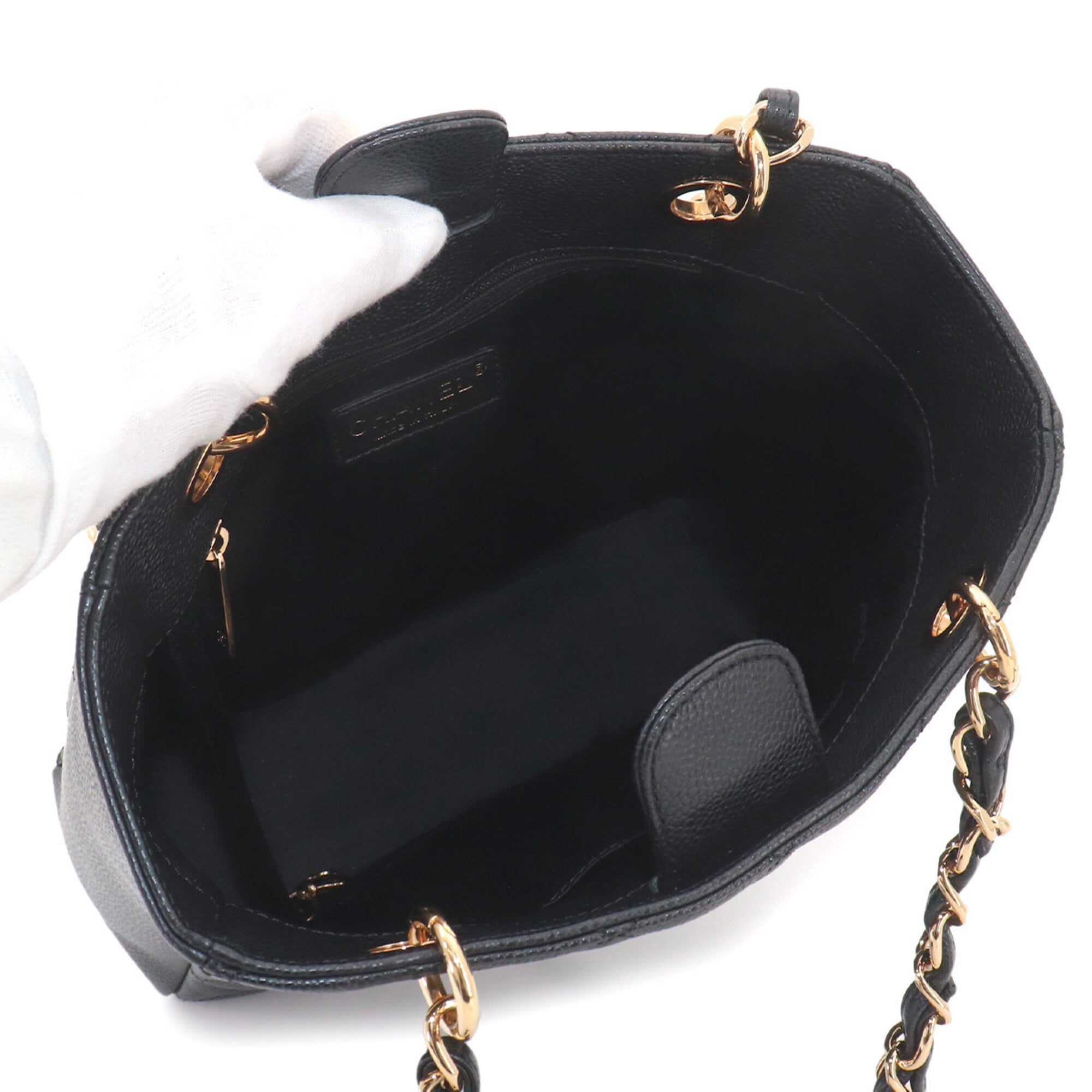 Chanel Black Grained Calfskin Handbag Tote Bag (Pre-Owned)