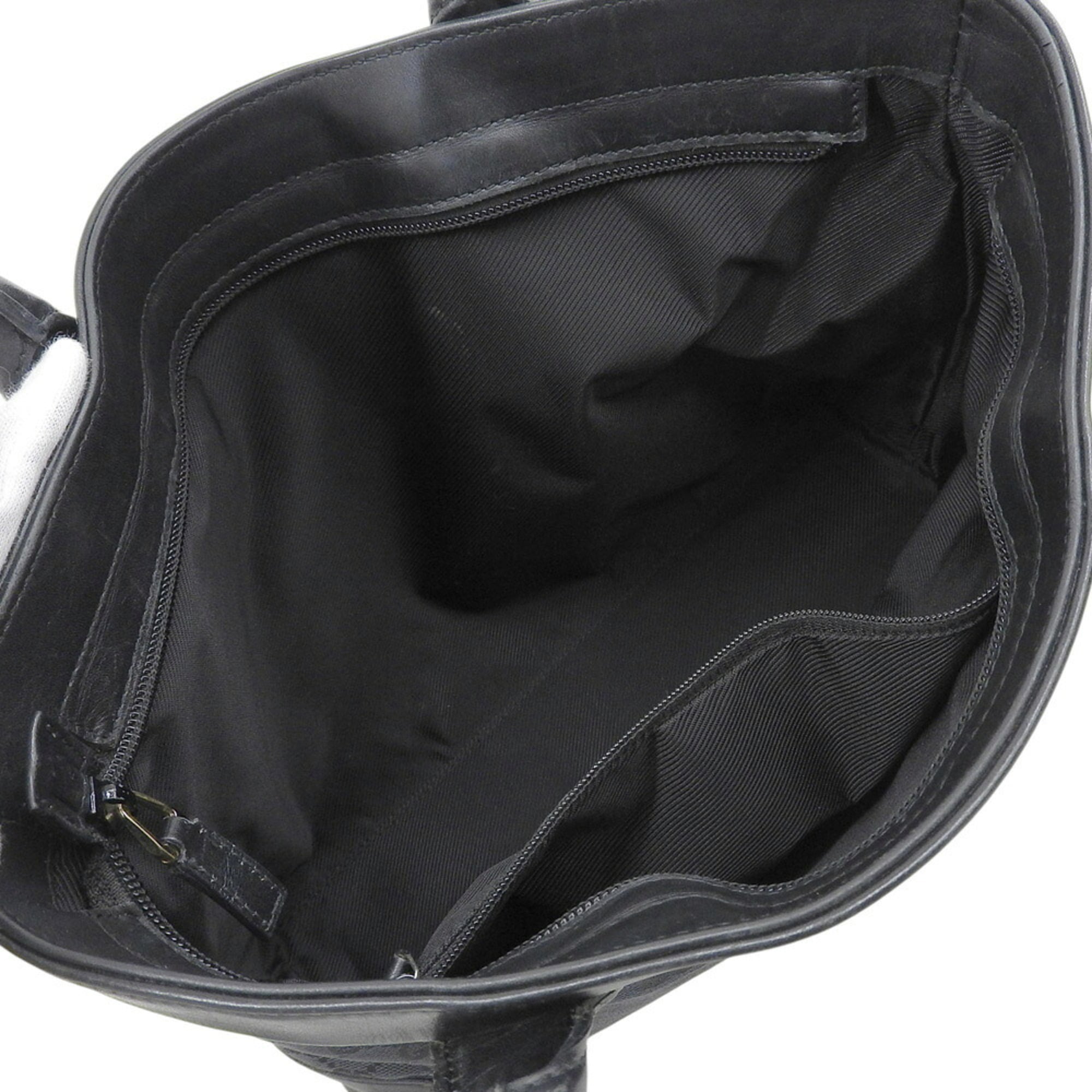 Gucci Black Gg Canvas Leather Handbag Tote Bag (Pre-Owned)