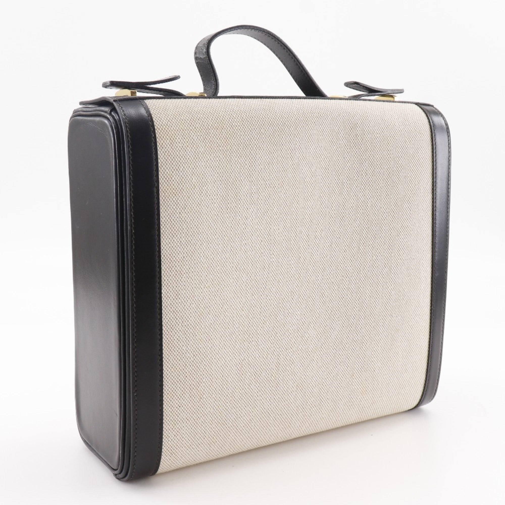 Hermes Beige Black Leather Handbag (Pre-Owned)