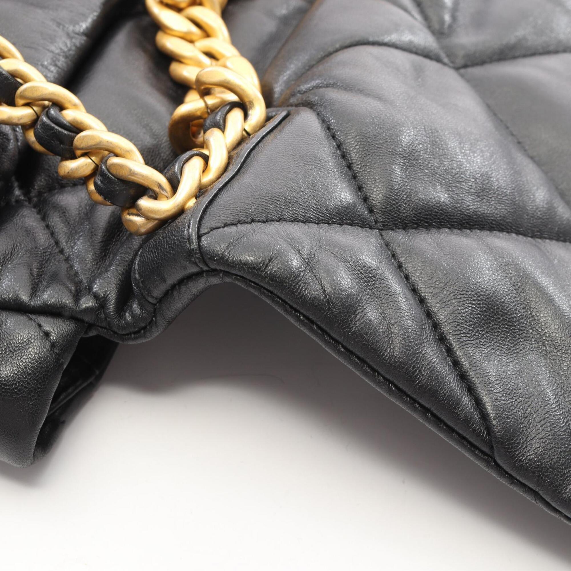 Chanel Black Leather Handbag Shoulder Bag (Pre-Owned)