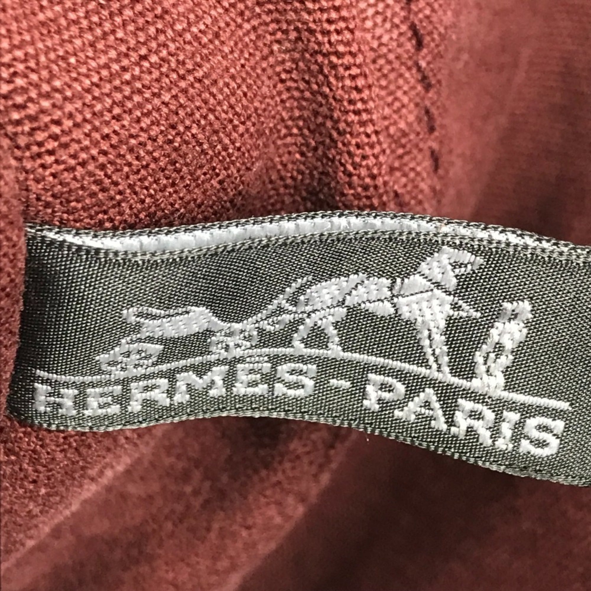 Hermes Red Color Wine Canvas Leather Handbag Tote Bag (Pre-Owned)