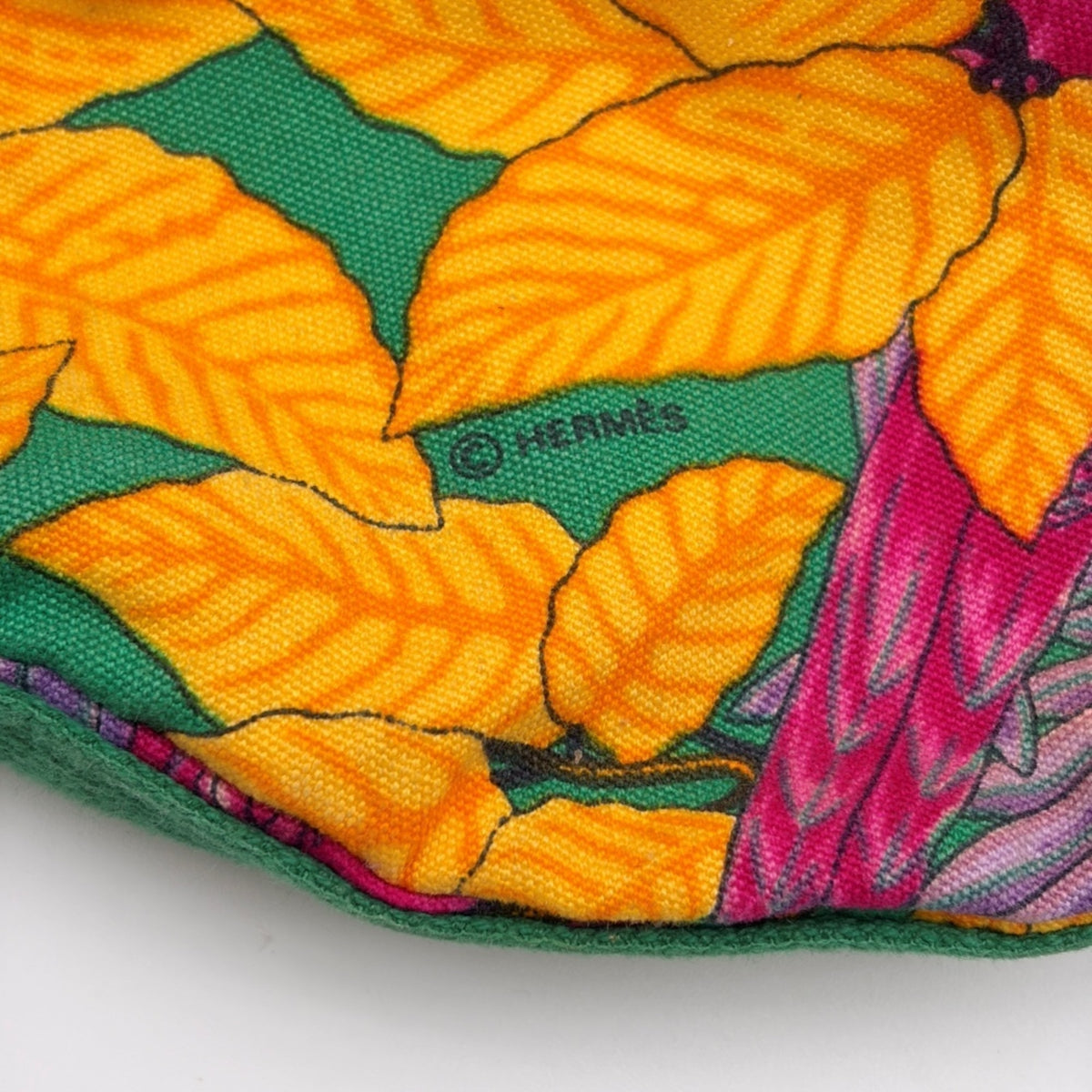 Hermes Green Pink Yellow Cotton Shoulder Bag (Pre-Owned)