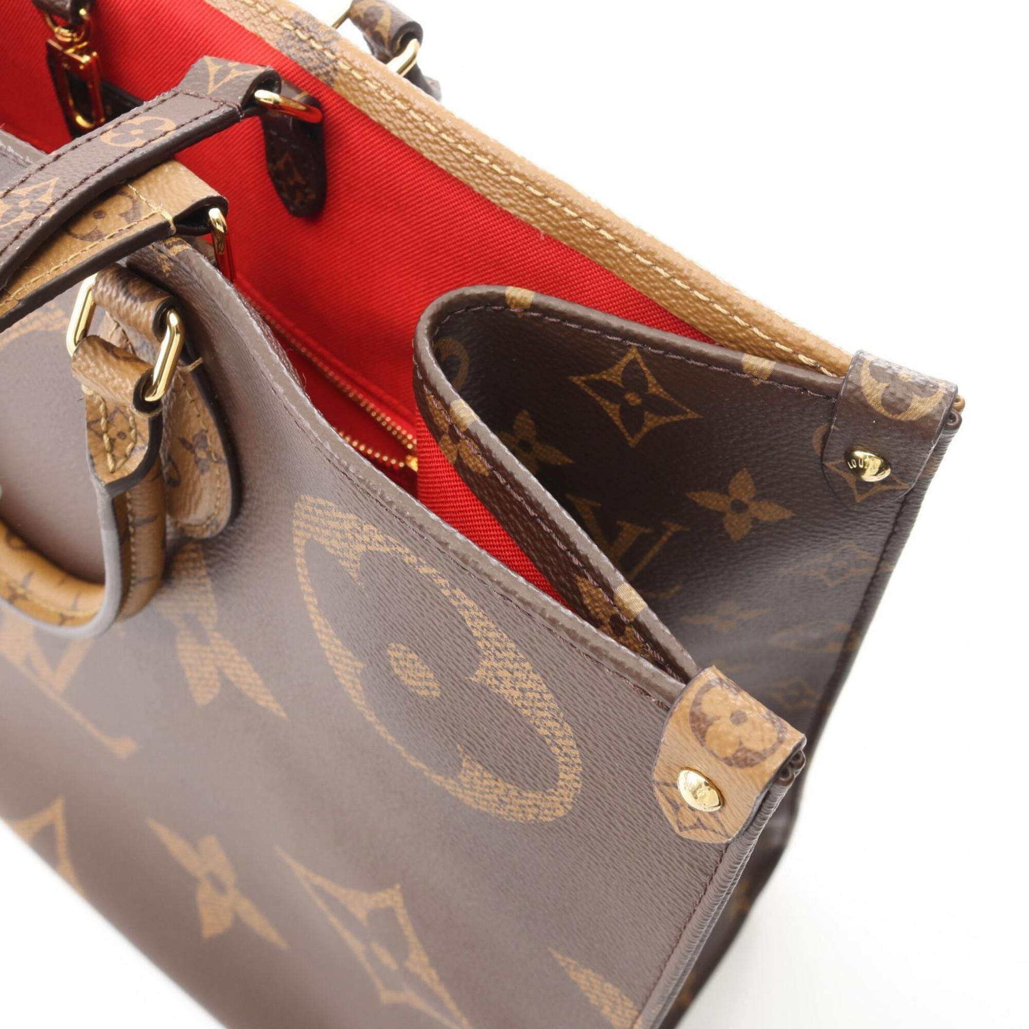 Louis Vuitton Beige Brown Coated Canvas Pvc Monogram Reverse Leather Handbag Tote Bag (Pre-Owned)