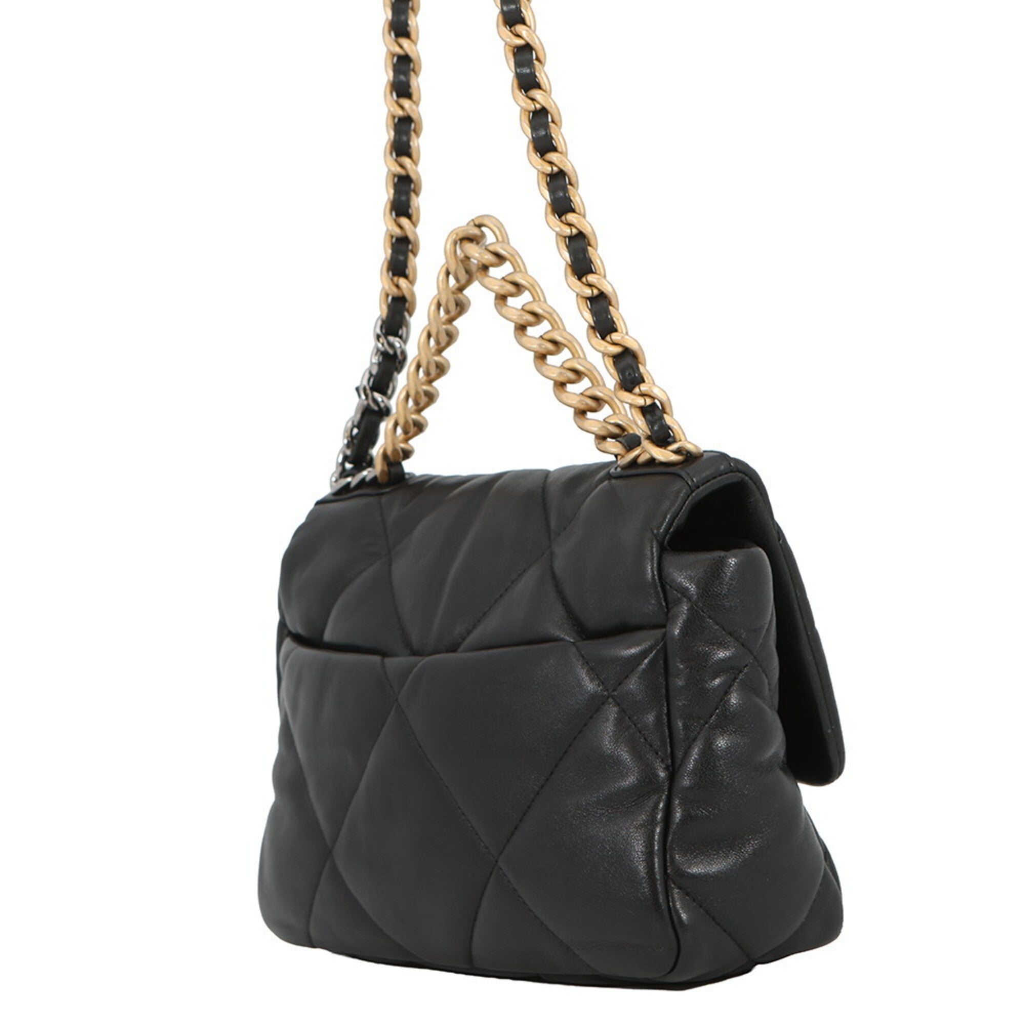 Chanel Black Leather Handbag Shoulder Bag (Pre-Owned)