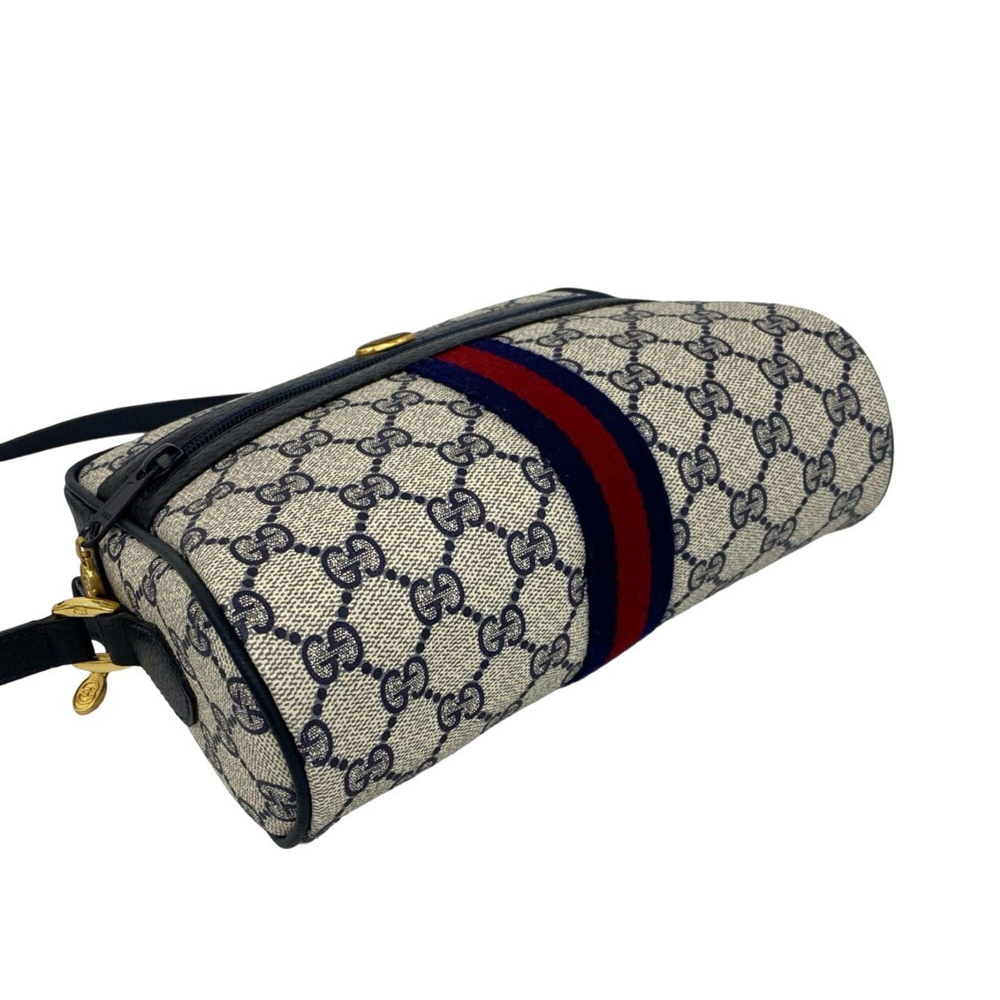 Gucci Navy Red Color Leather Pvc Shoulder Bag (Pre-Owned)