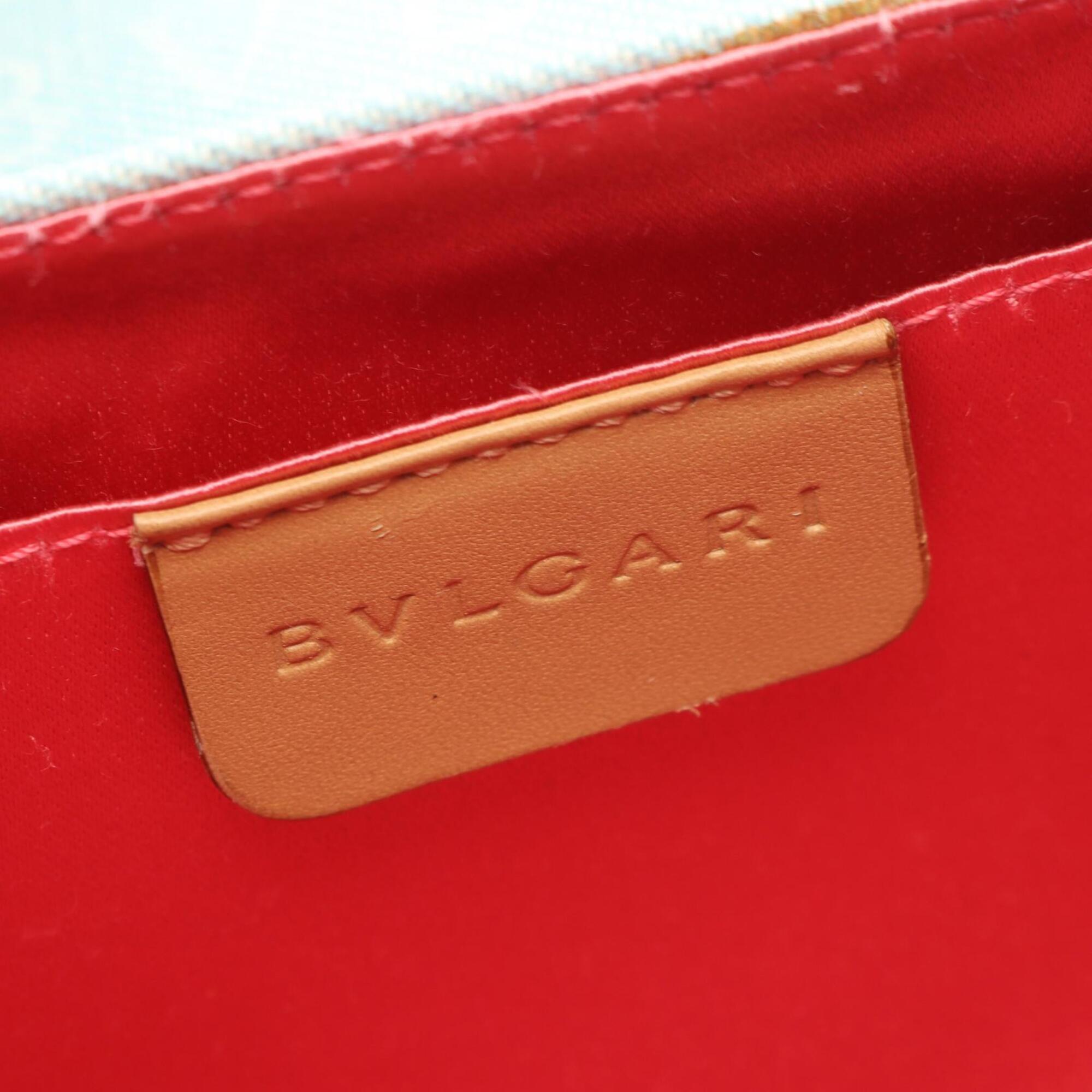 Bvlgari Blue Brown Canvas Leather Handbag (Pre-Owned)