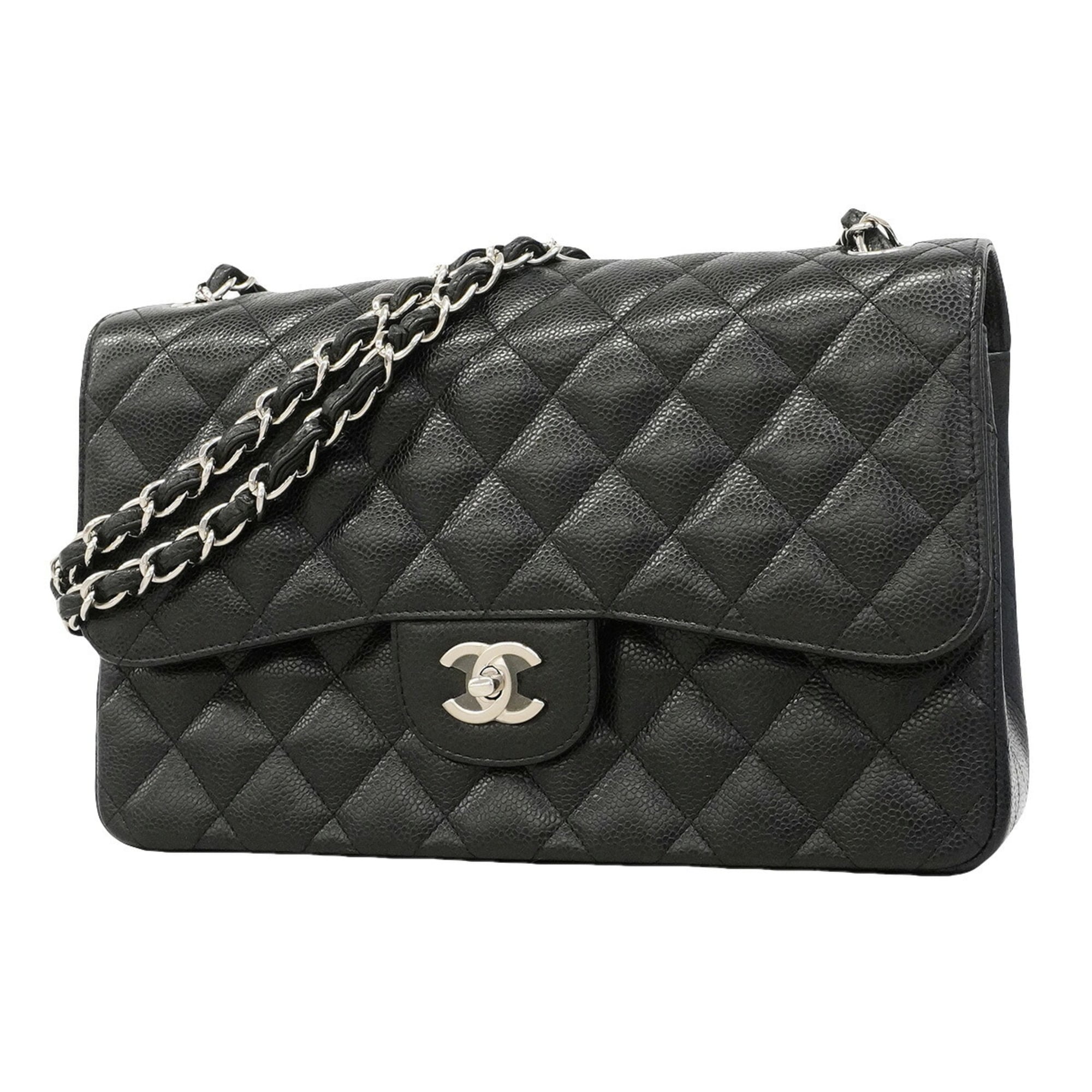 Chanel Black Grained Calfskin Shoulder Bag (Pre-Owned)
