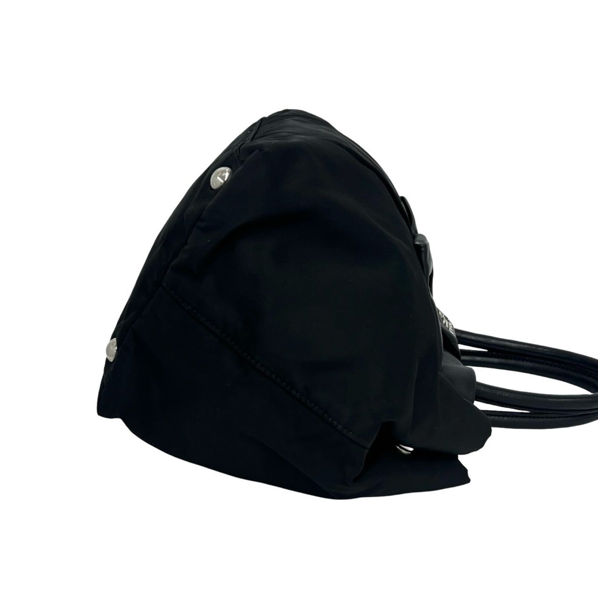 Prada Black Nylon Leather Handbag Tote Bag (Pre-Owned)