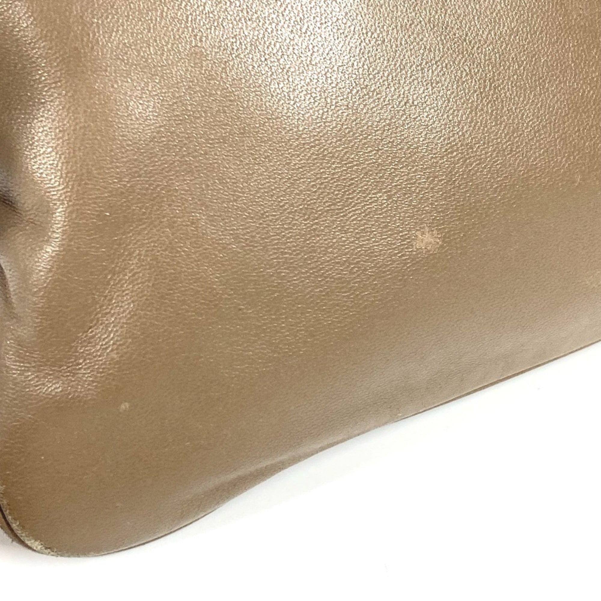 Hermes Etoupe Gray Gray Leather Pochette Shoulder Bag (Pre-Owned)