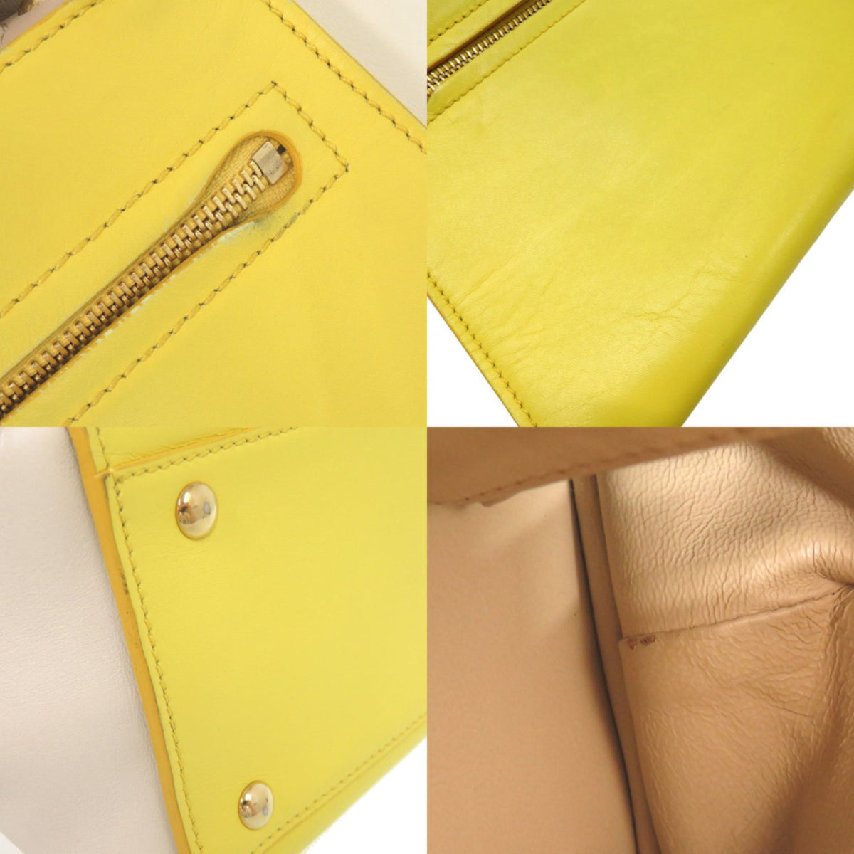 Salvatore Ferragamo Beige Multi-Color White Yellow Leather Handbag Shoulder Bag (Pre-Owned)