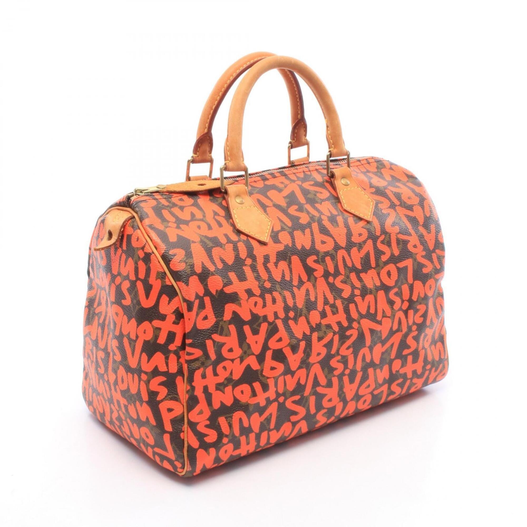 Louis Vuitton Brown Orange Coated Canvas Leather Handbag (Pre-Owned)