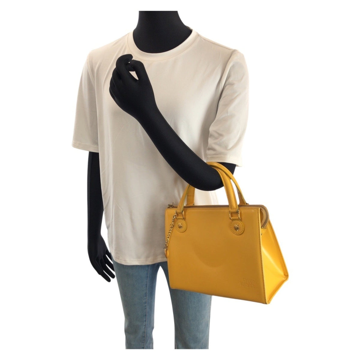 Versace Yellow Leather Handbag Shoulder Bag (Pre-Owned)
