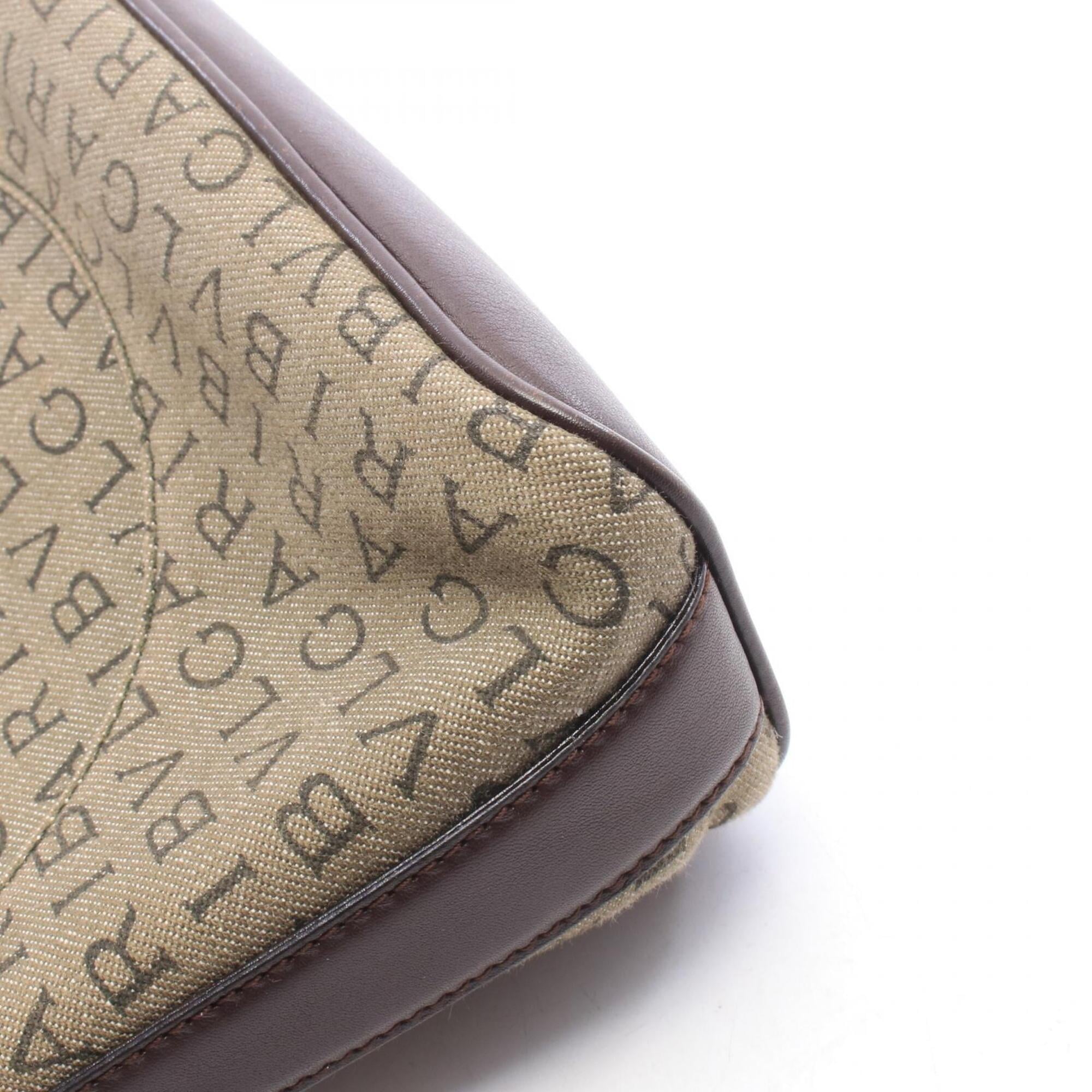 Bvlgari Brown Khaki Canvas Leather Handbag Shoulder Bag (Pre-Owned)