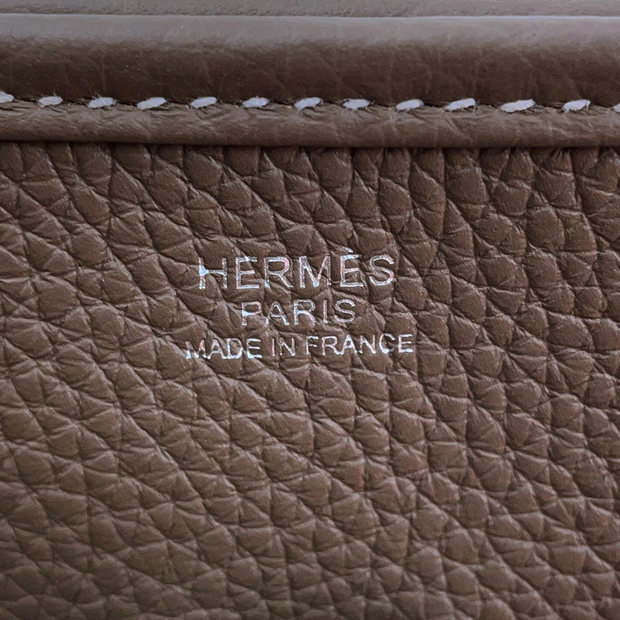 Hermes Etoupe Gray Taurillon Clemence Leather Handbag Shoulder Bag (Pre-Owned)