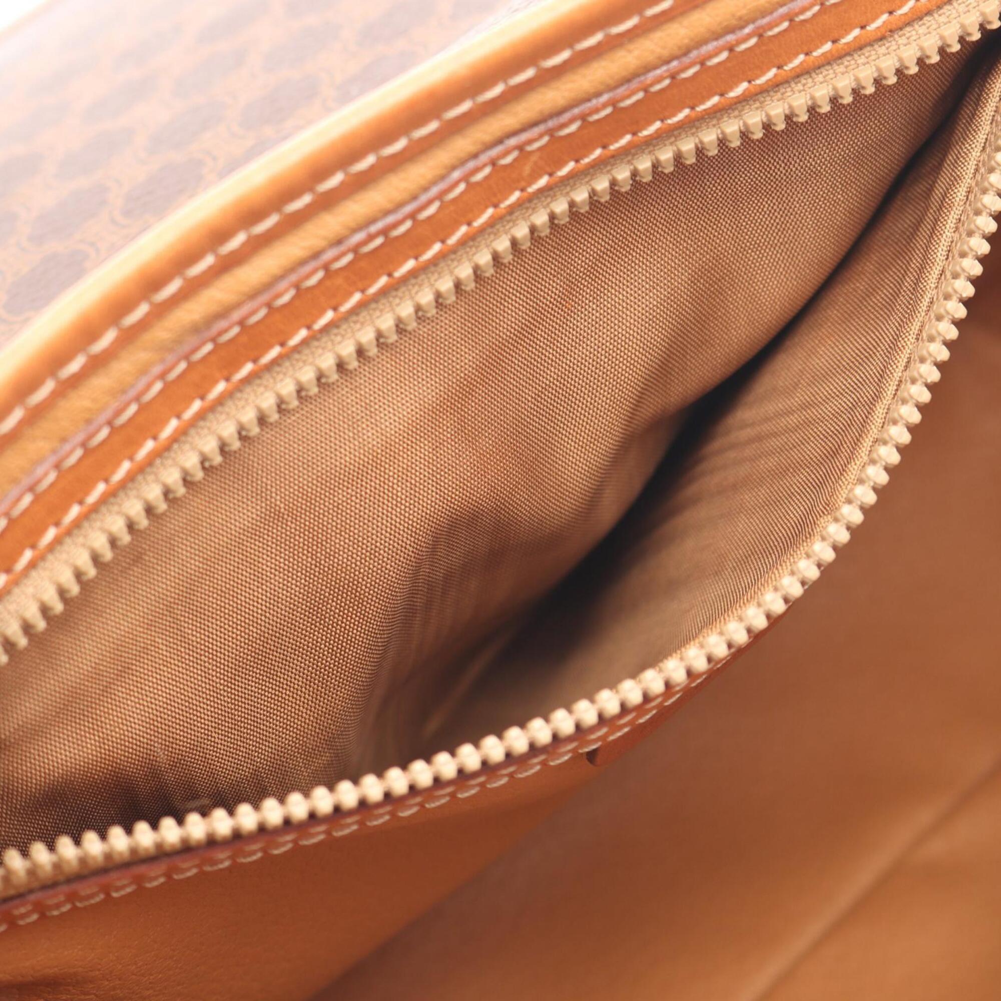 Celine Macadam Brown Coated Canvas Handbag Shoulder Bag (Pre-Owned)