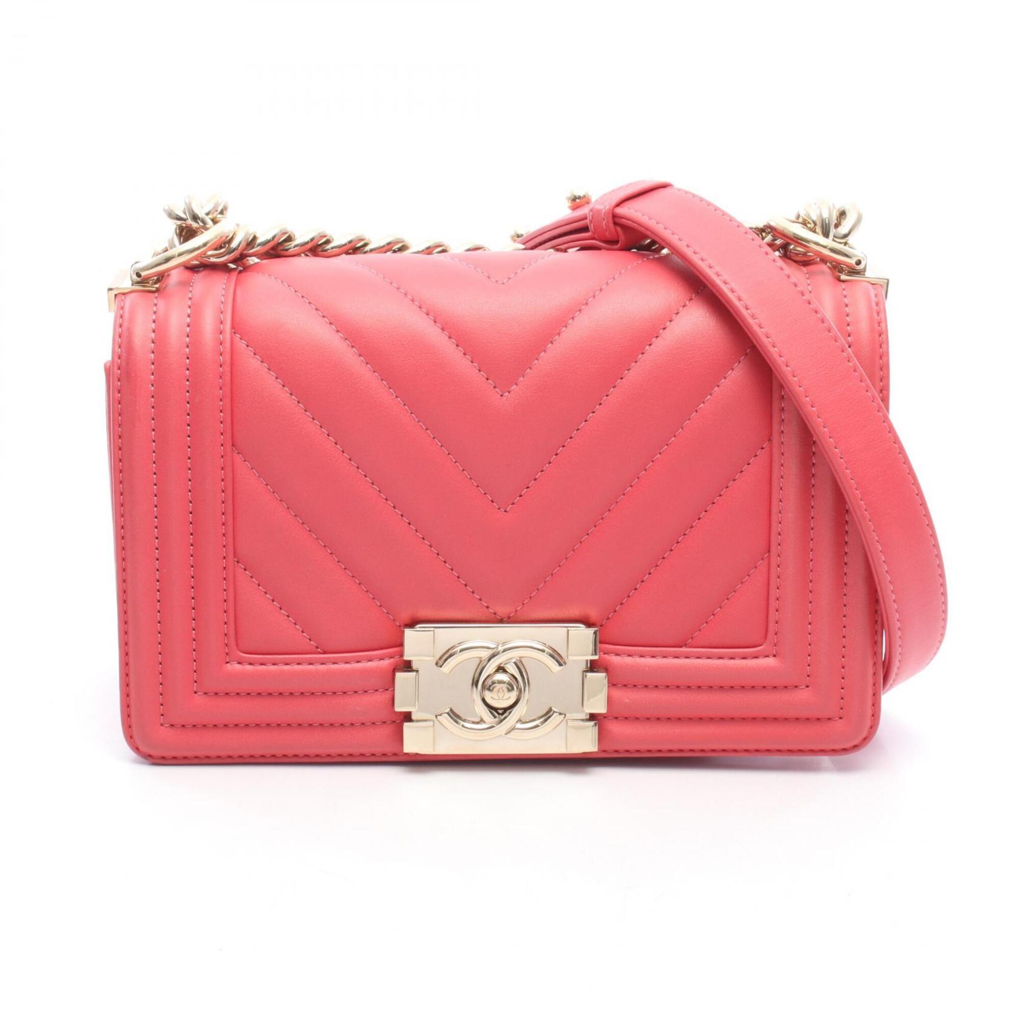 Chanel Pink Leather Handbag Shoulder Bag (Pre-Owned)