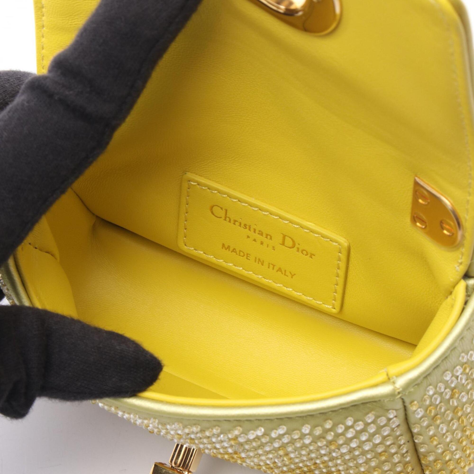 Christian Dior Yellow Leather Handbag Shoulder Bag (Pre-Owned)