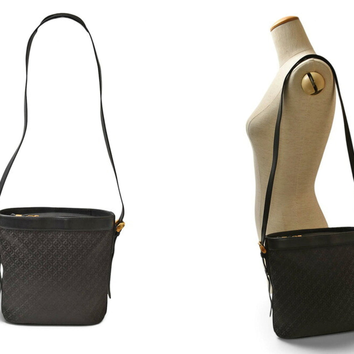 Loewe Black Canvas Leather Shoulder Bag (Pre-Owned)