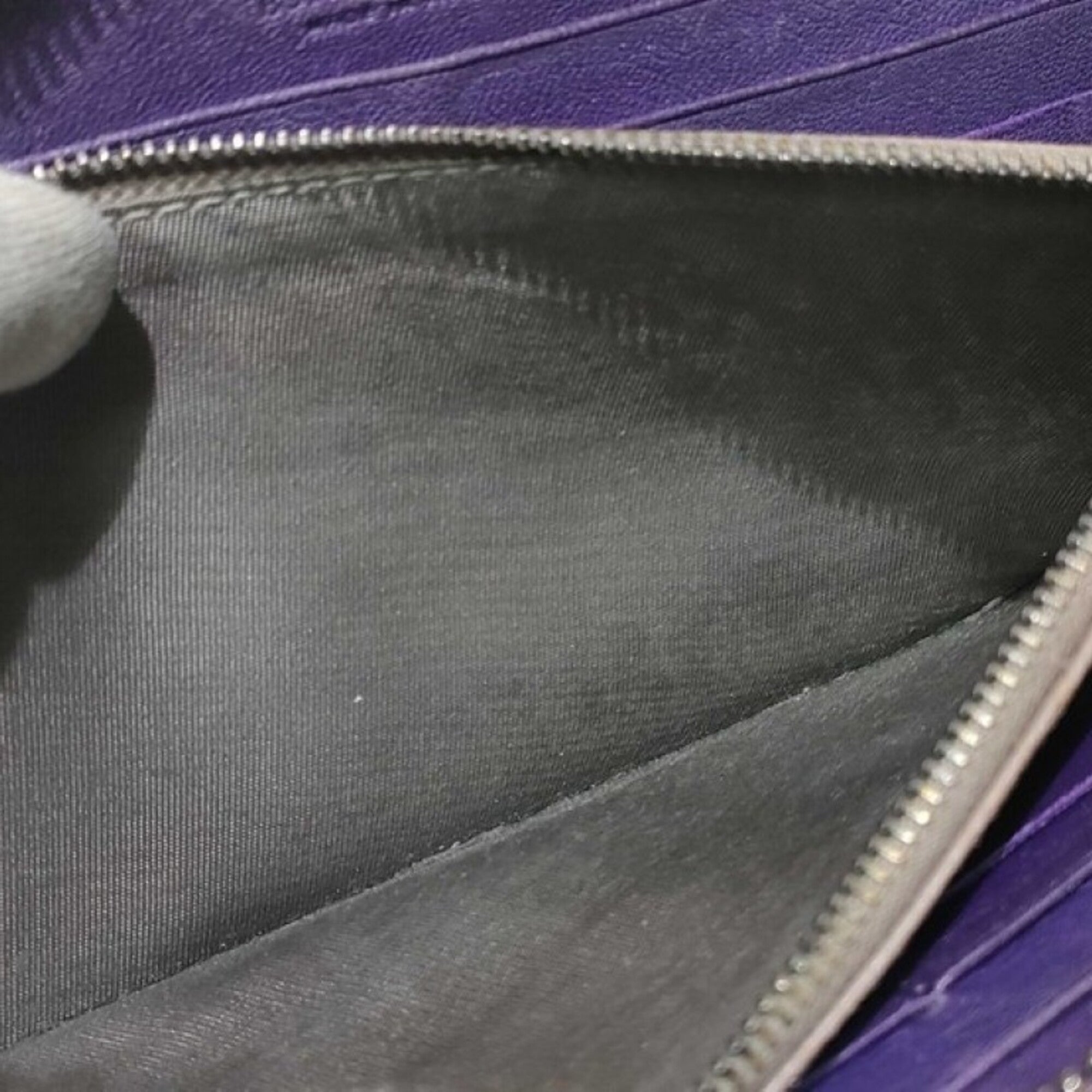 Bottega Veneta Intrecciato Purple Leather Long Wallet (Bi-Fold) (Pre-Owned)