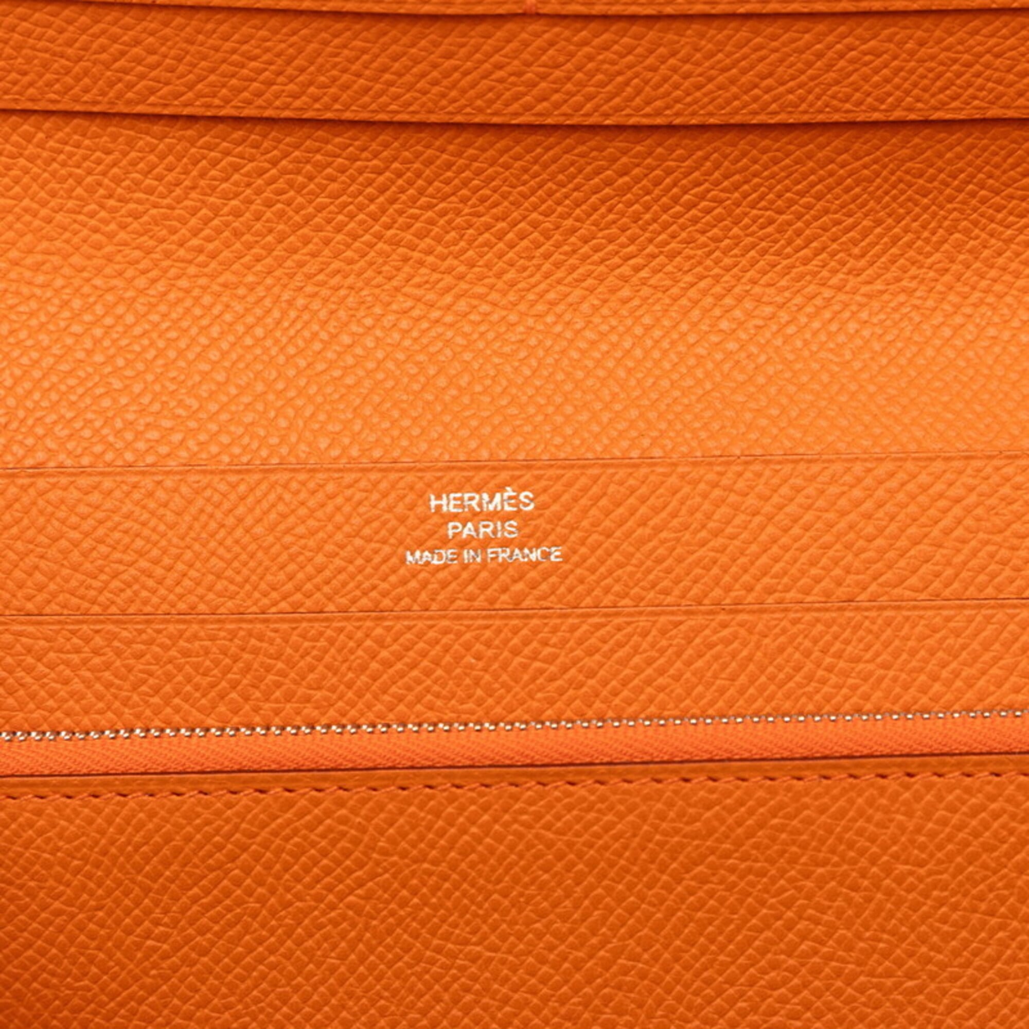 Hermes Orange Epsom Leather Long Bill Wallet (Bi-Fold) (Pre-Owned)