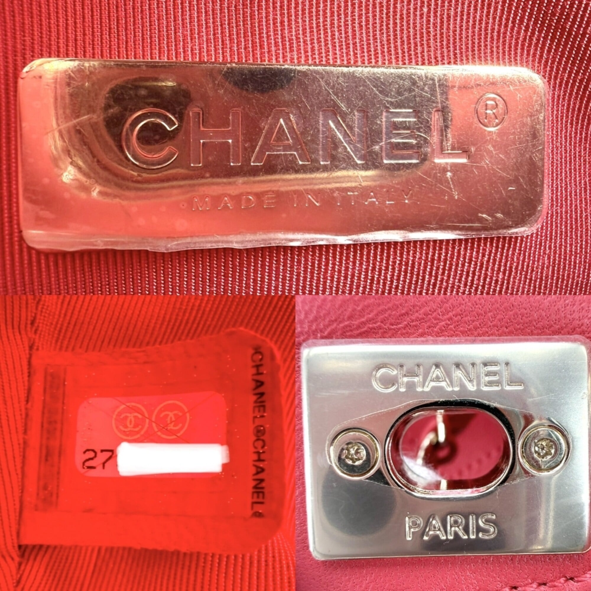 Chanel Matelasse Red Color Leather Handbag Shoulder Bag (Pre-Owned)