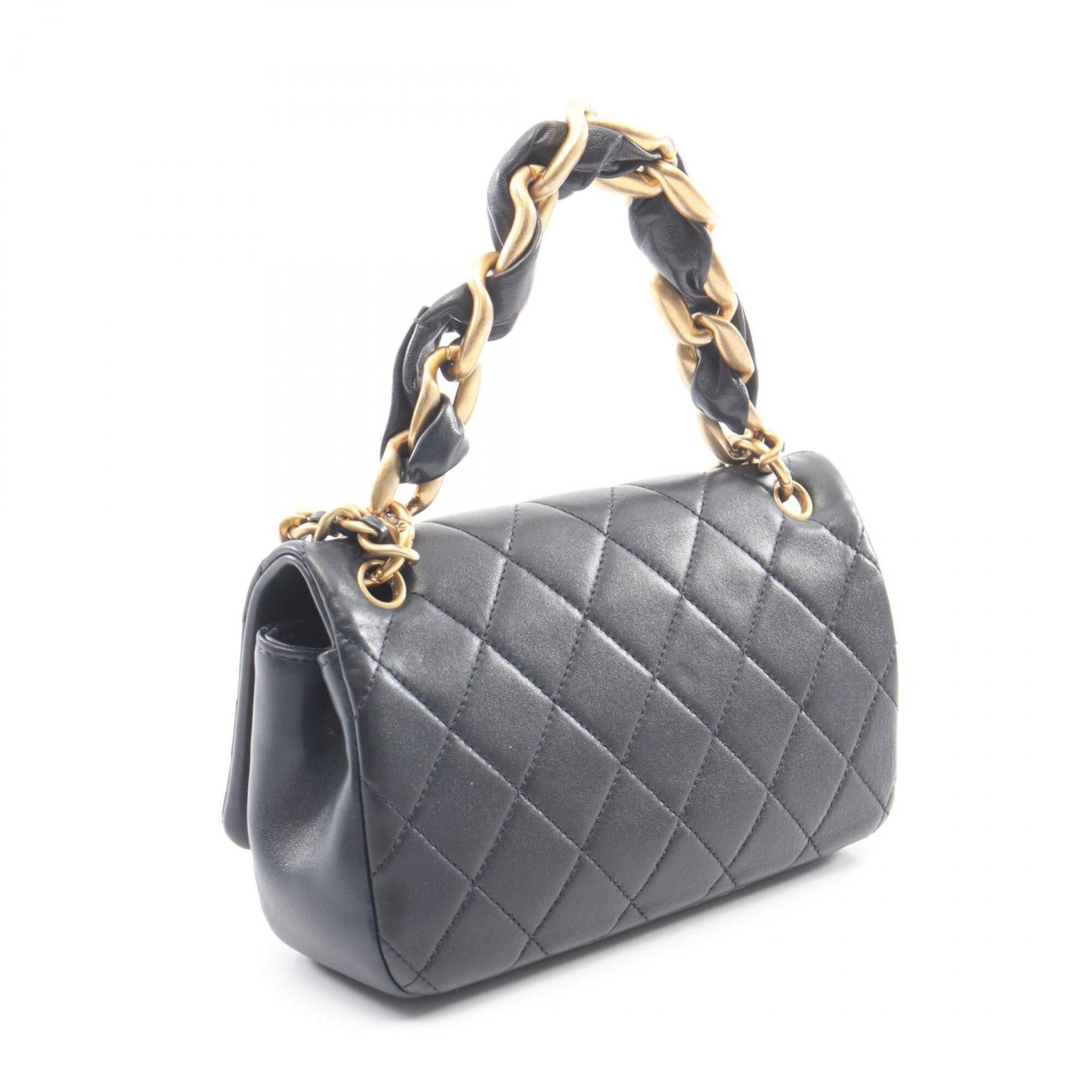 Chanel Navy Leather Handbag Shoulder Bag (Pre-Owned)