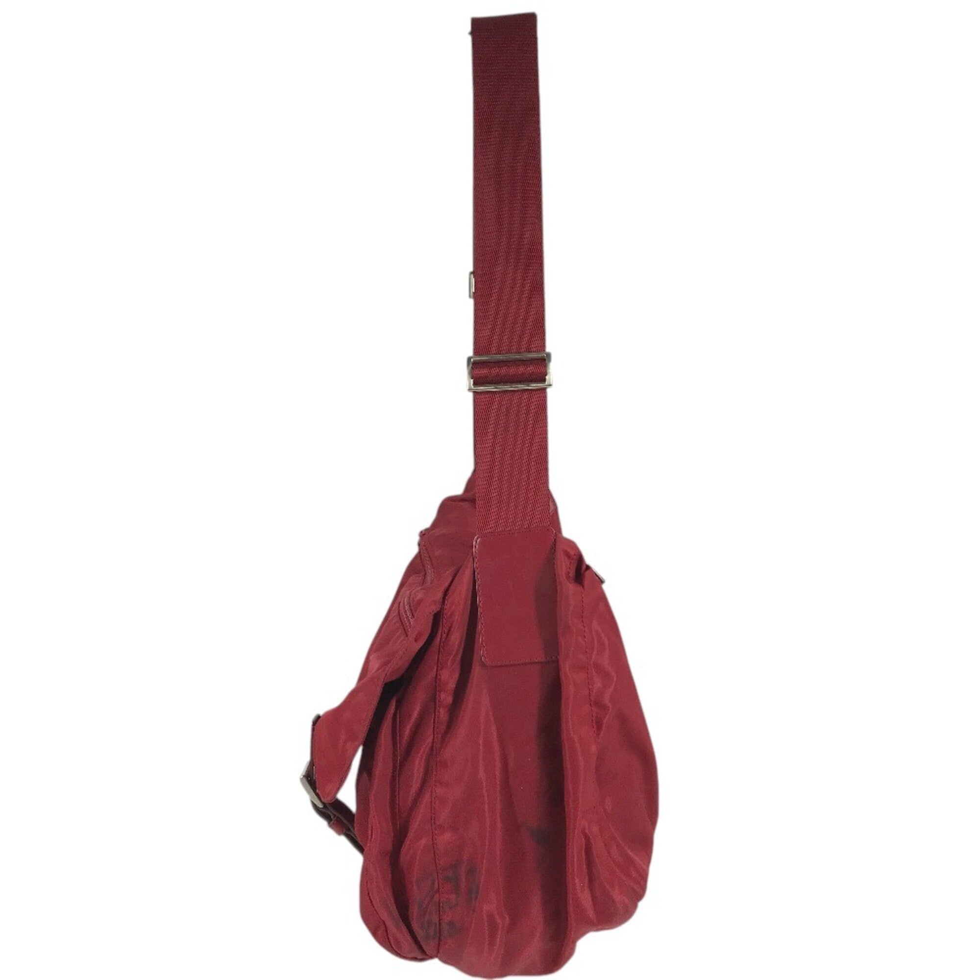 Prada Bordeaux Red Color Nylon Shoulder Bag (Pre-Owned)
