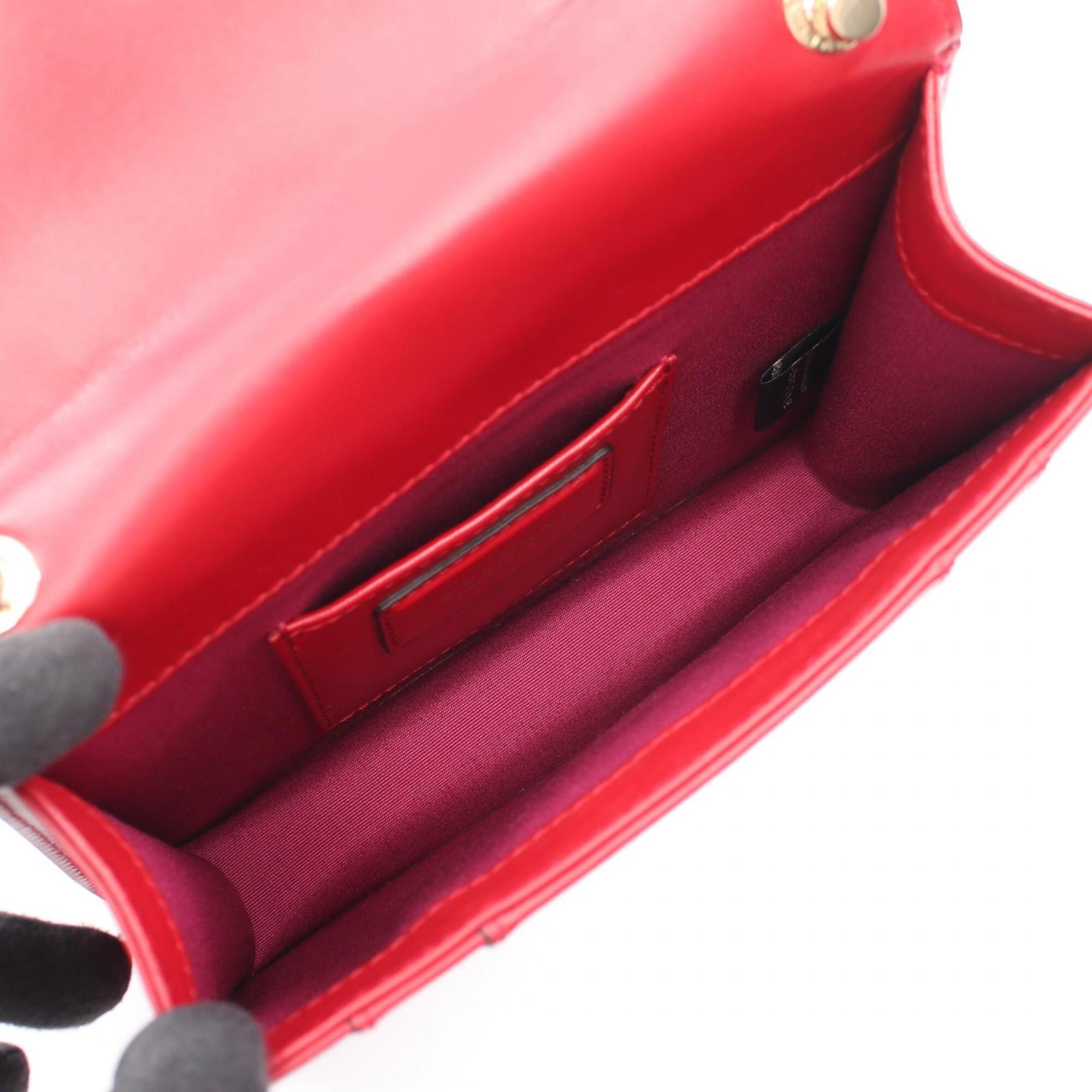Bvlgari Red Color Leather Handbag Shoulder Bag (Pre-Owned)