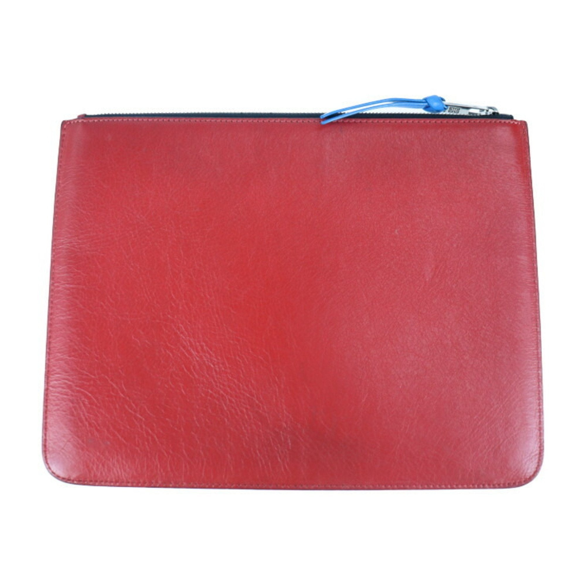 Givenchy Black Red Color White Leather Clutch Bag Handbag Pouch (Pre-Owned)