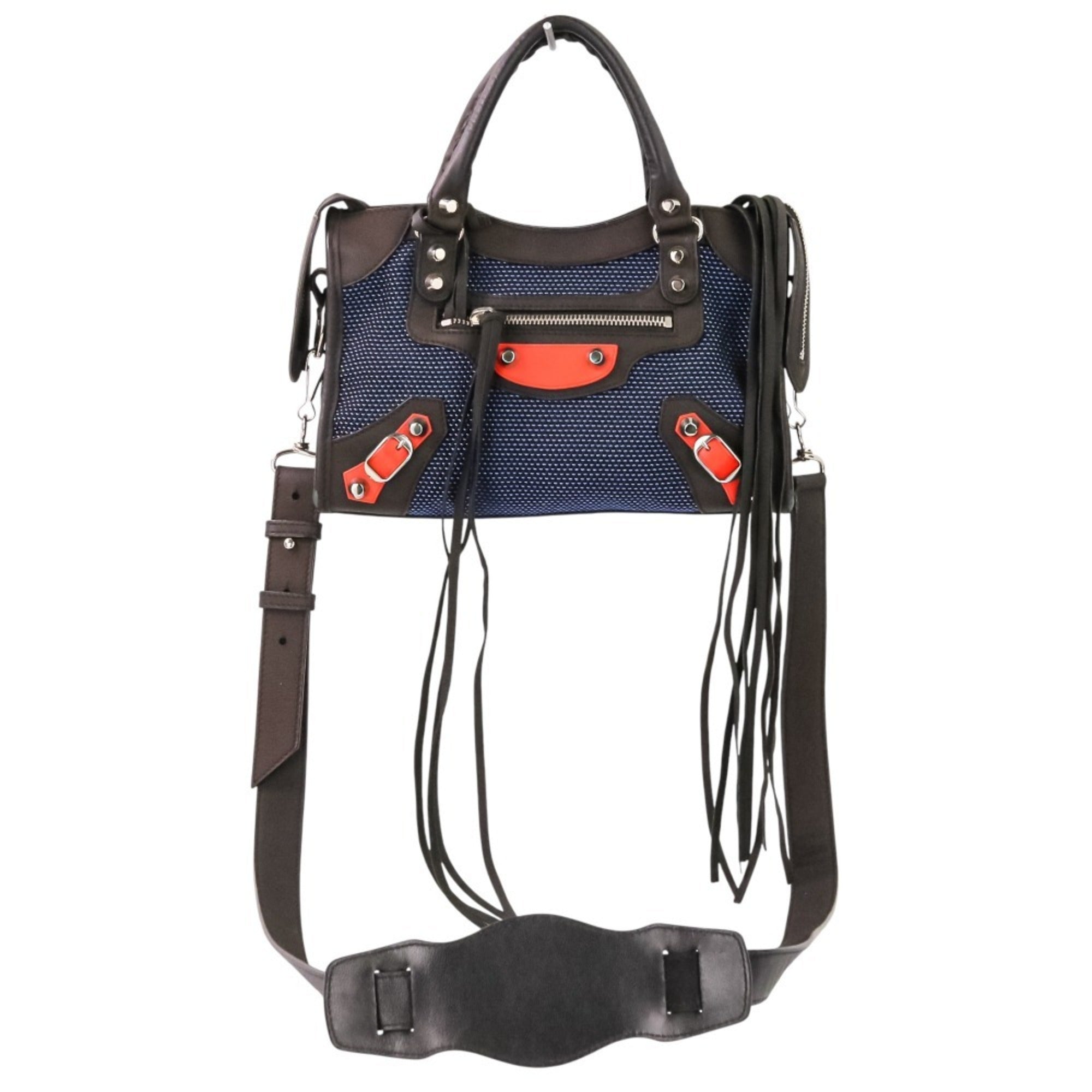 Balenciaga Dark Brown Navy Orange Handbag (Pre-Owned)