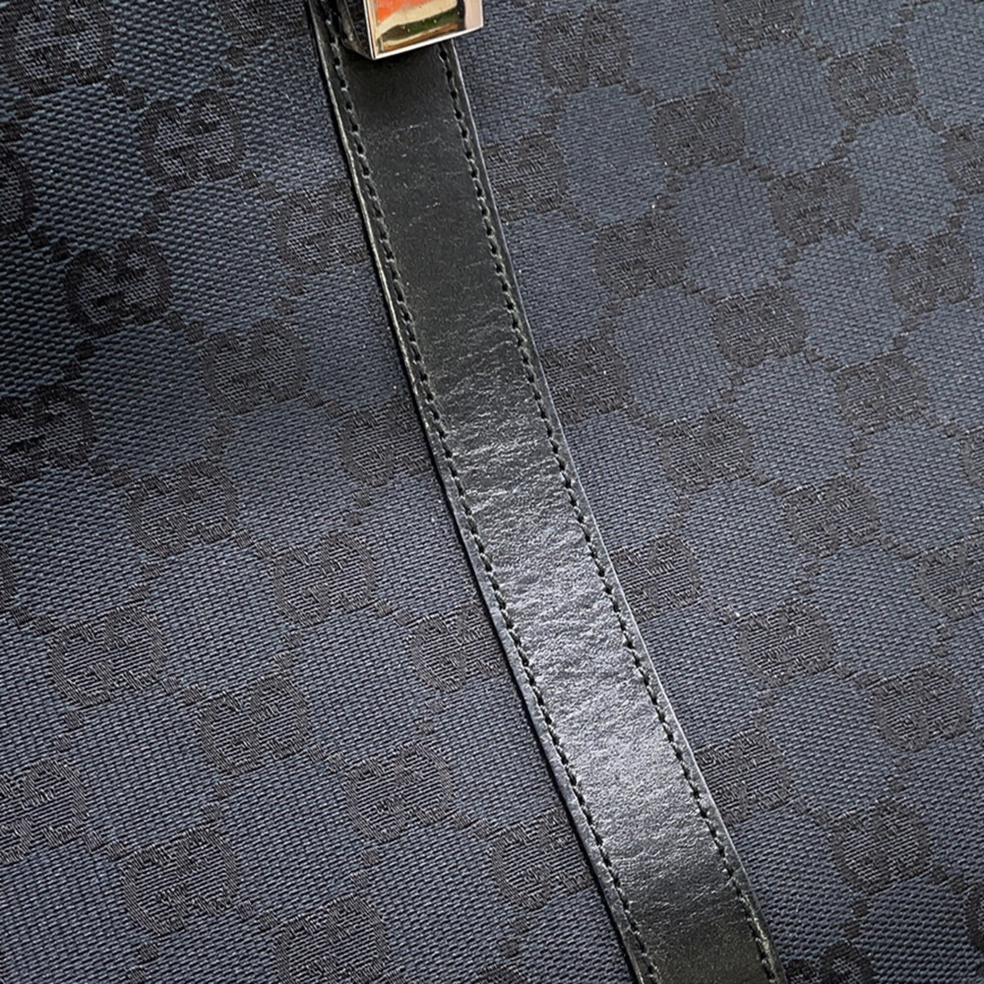Gucci Black Canvas Leather Tote Bag (Pre-Owned)